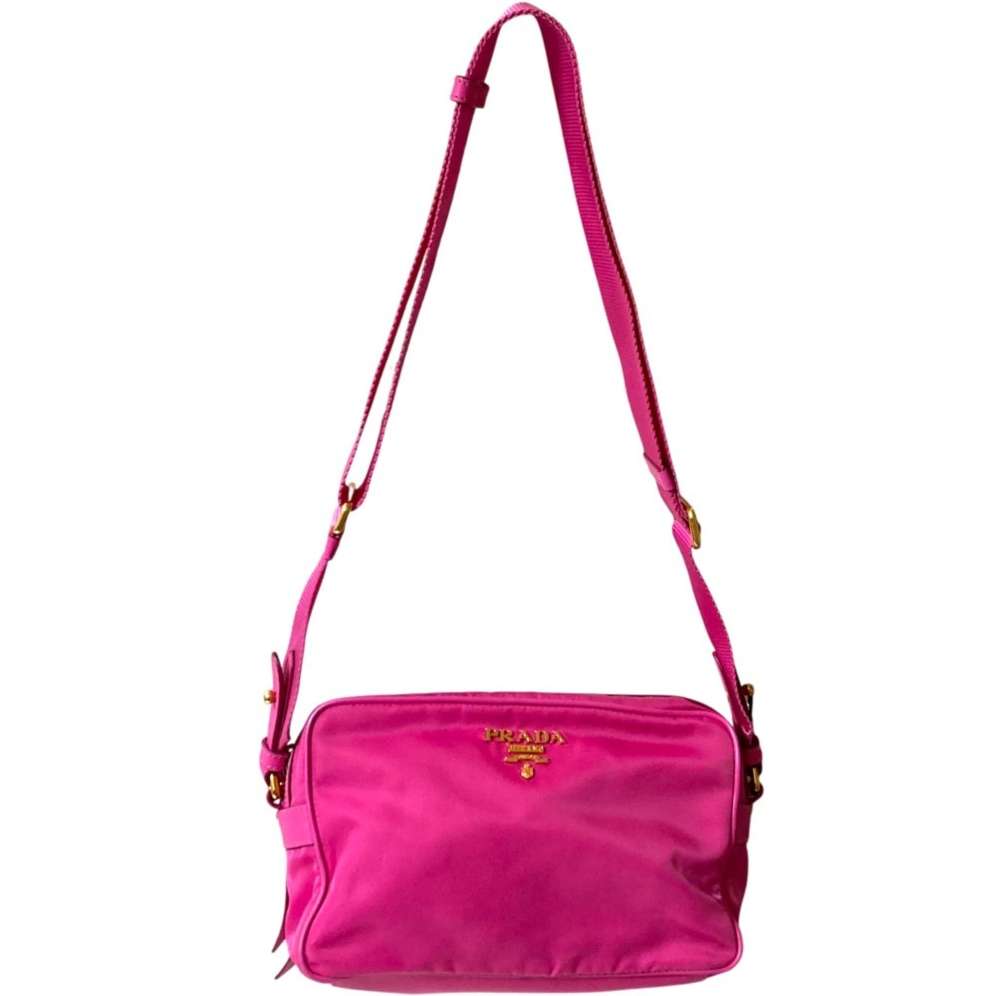 PRADA Prada Nylon Canvas Shoulder Bag 1BH089 Pink Women's