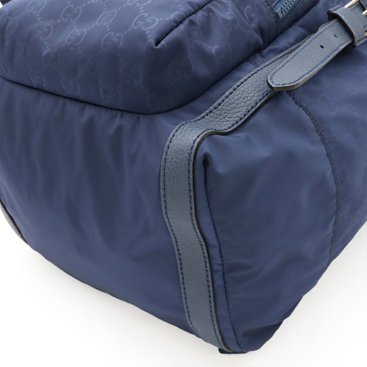 GUCCI GG nylon backpack, rucksack, daypack, leather, navy blue, 510336
