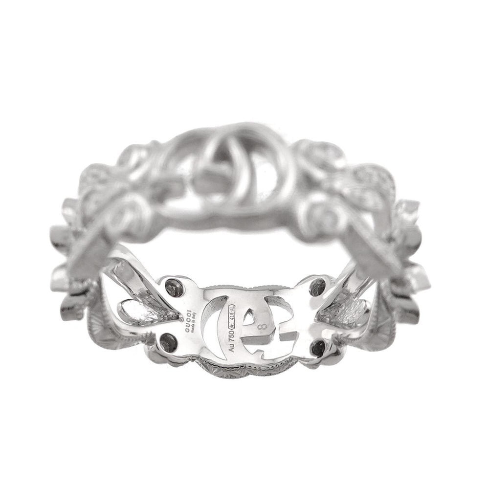 Gucci Flora #8 Ring with Diamonds, 18K White Gold (750) — Like New