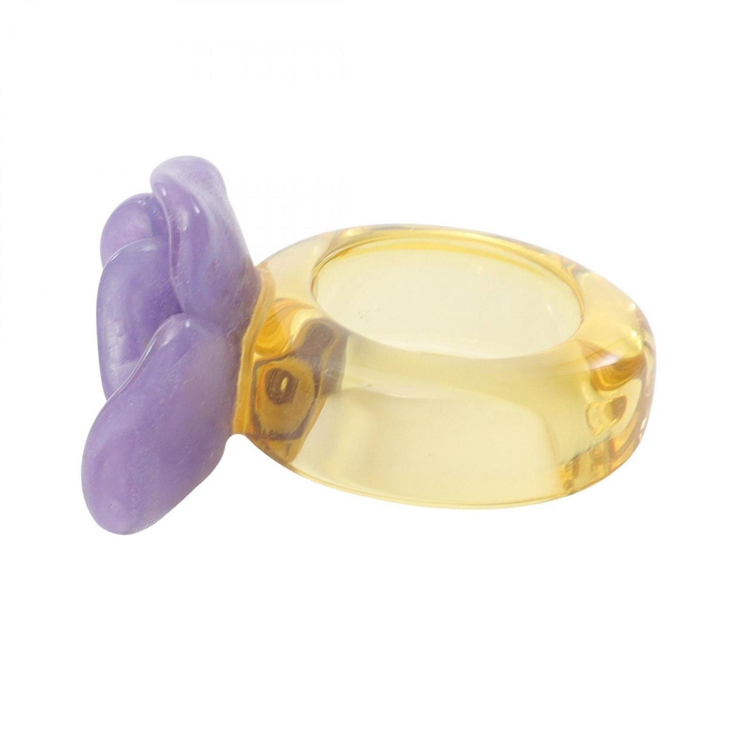 CHANEL Camellia Ring, Resin Jewelry, Women's, Purple and Yellow