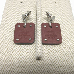 Hermes Asdukur Z engraved heart leather metal brown silver earrings 1256HERMES — Like New