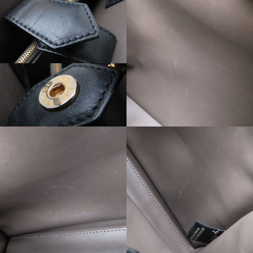 FENDI 8BH253 2-Way Handbag Leather Black Women's 352925