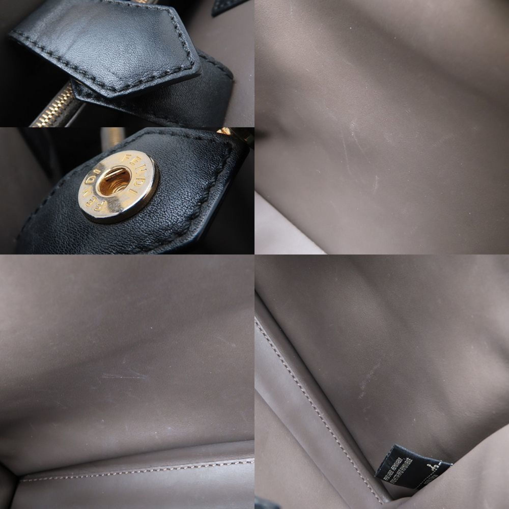 FENDI 8BH253 2-Way Handbag Leather Black Women's 352925