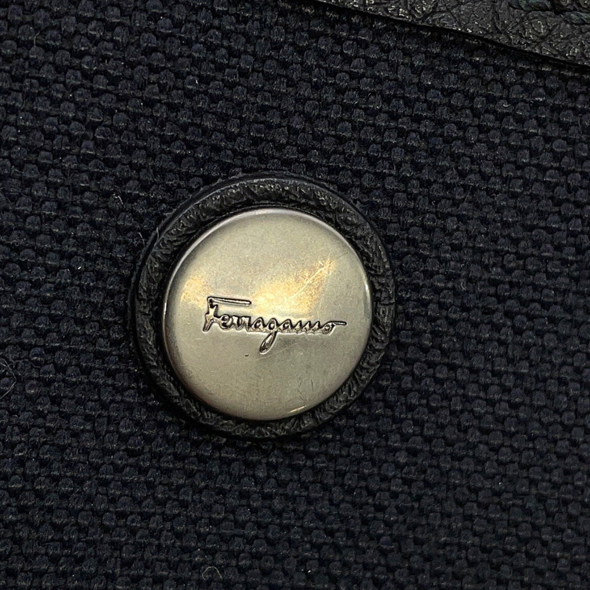 Salvatore Ferragamo Tote Bag, Canvas and Leather, 240797, Black, Handbag, Women's — Like New