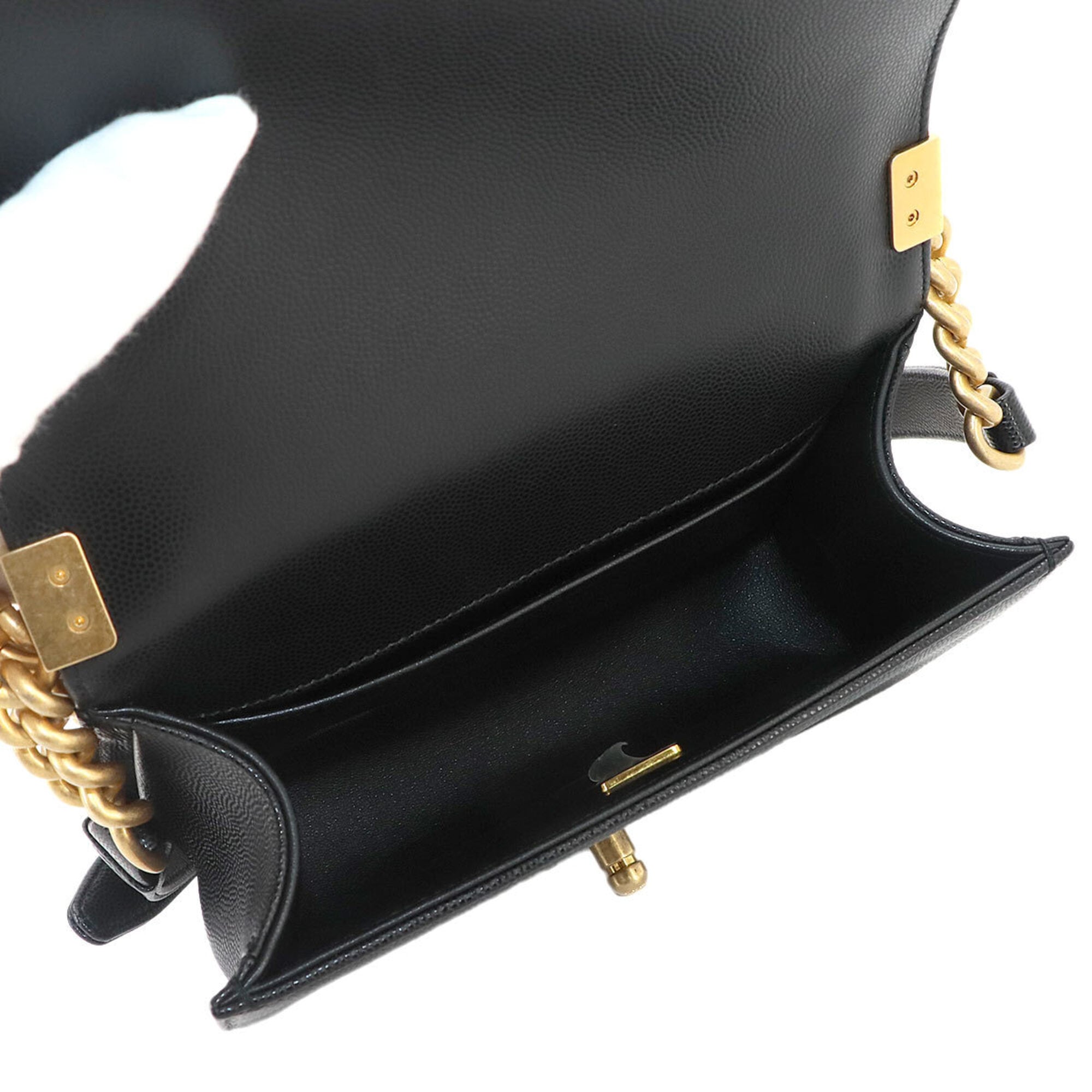 Chanel Boy Small Chain Shoulder Handbag, Caviar Leather, Black, A67085, Gold Hardware — New - Store Return