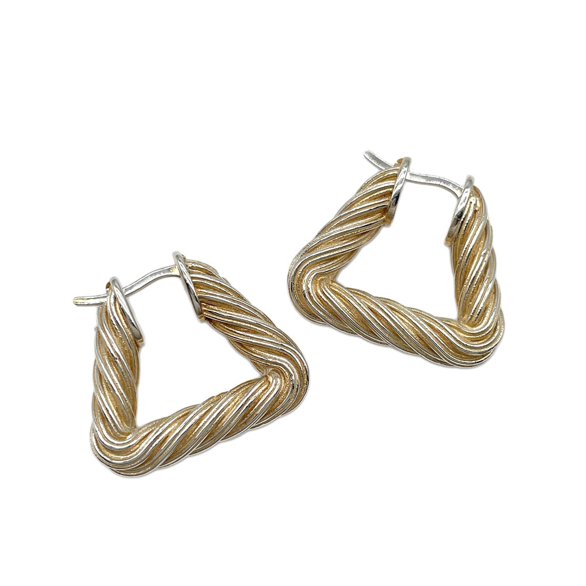 BOTTEGA VENETA Cord Triangle Twist Hoop Earrings, SV925 Silver, Men's & Women's — Like New