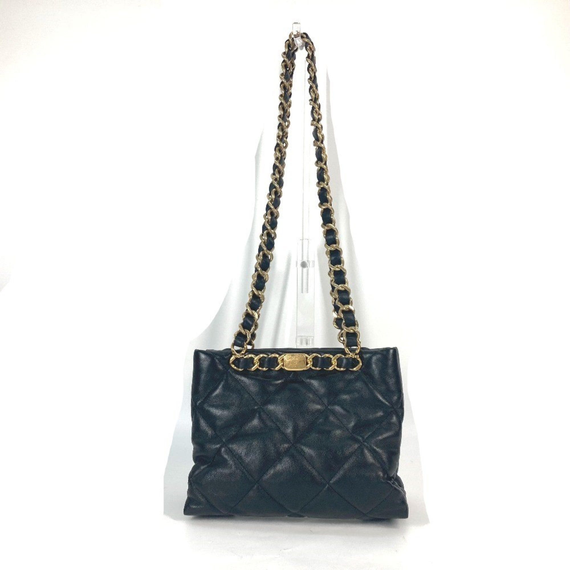 CHANEL AS3502 Chain Bag Quilted Matelasse Small Shopping CC Coco Mark Shoulder Lambskin Women's Black — Like New