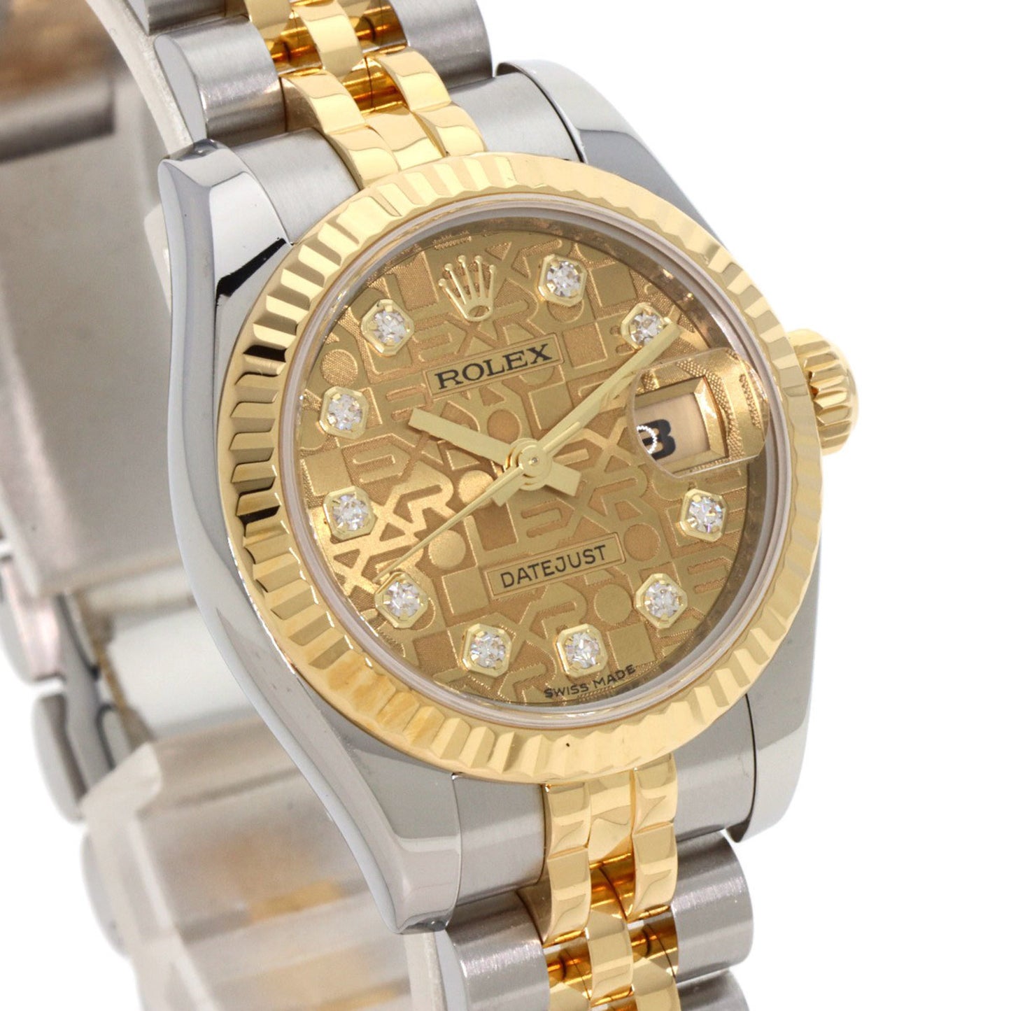 Rolex 179173G Datejust 10P Diamond Watch Stainless Steel SSxK18YG Ladies ROLEX