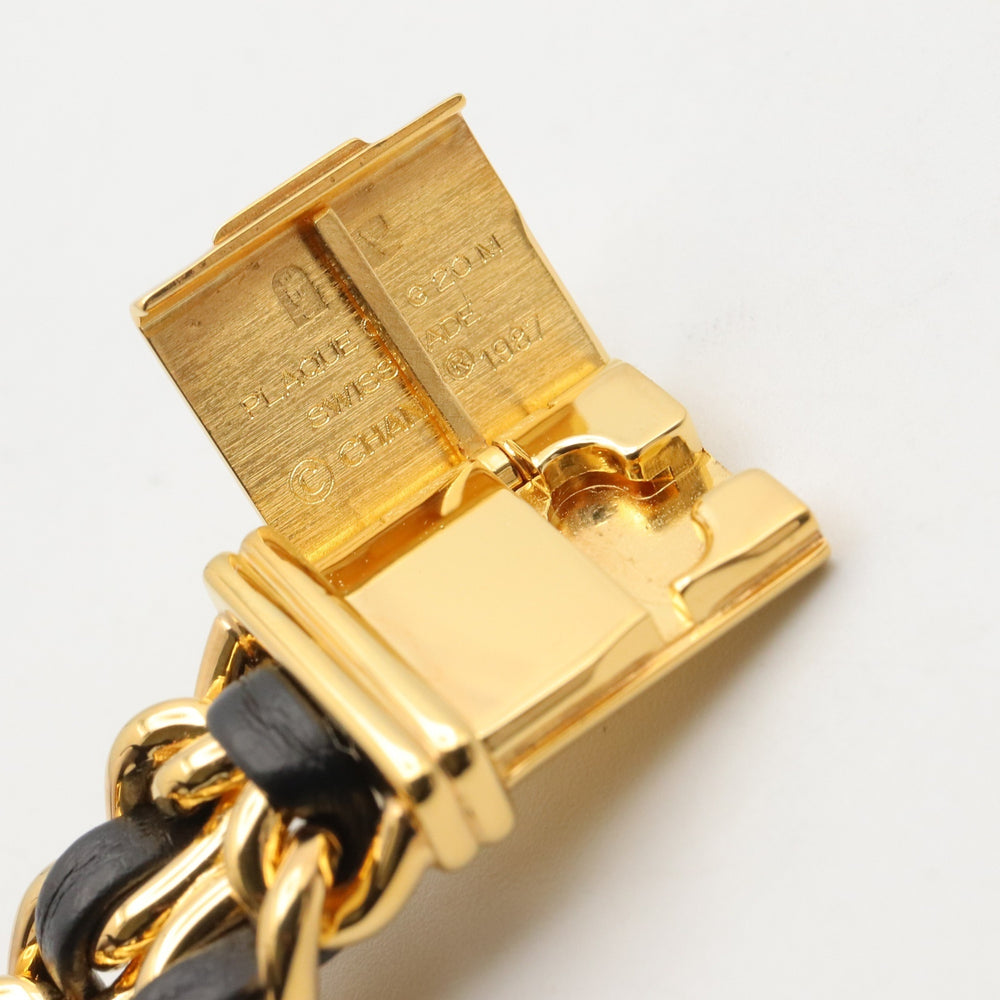 Chanel CHANEL Première S Watch, Gold Plated (GP), Leather Strap, Women's, Black, H0001 — Very Good