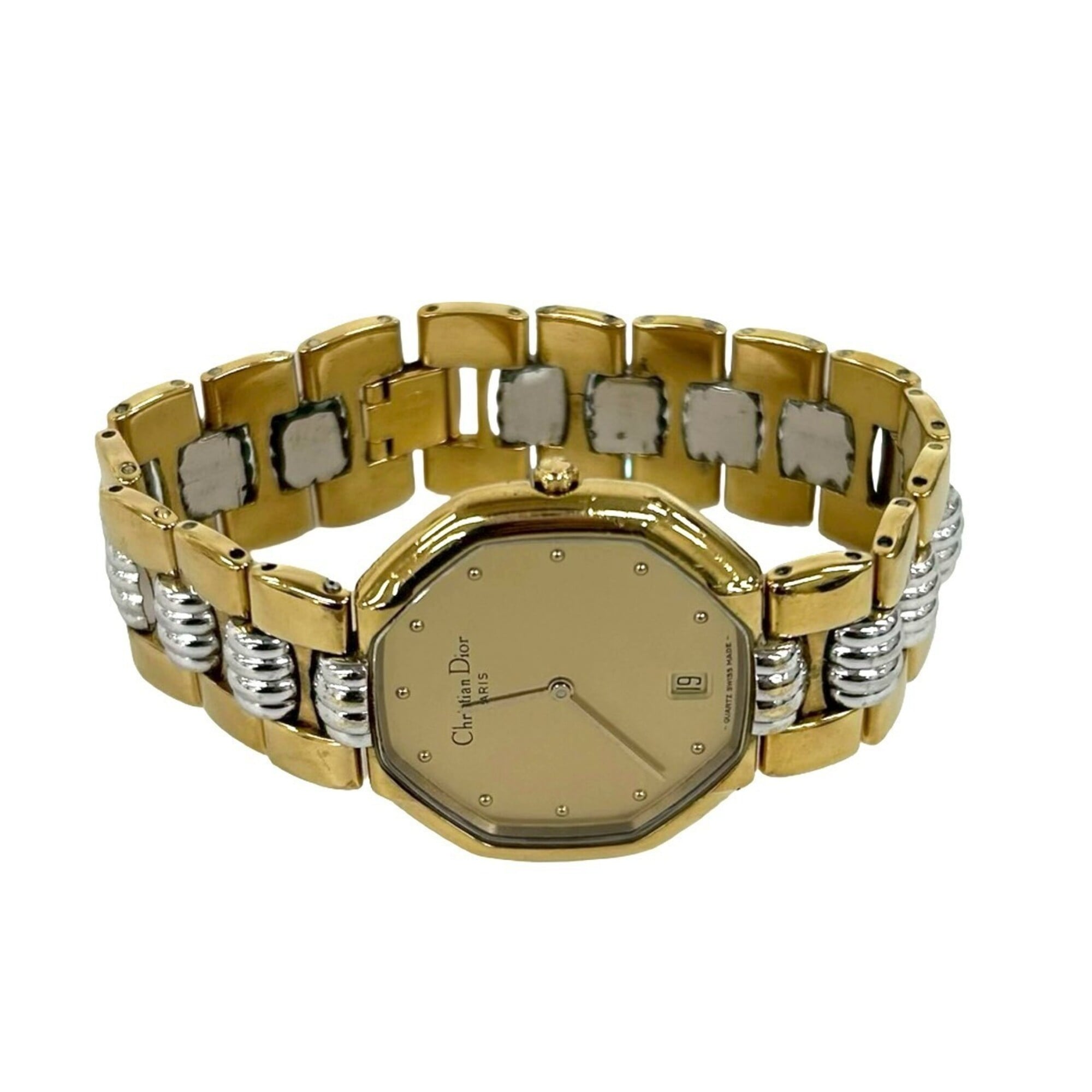 Christian Dior Vintage Octagon Stainless Steel Quartz Wristwatch Gold 31990 — Good