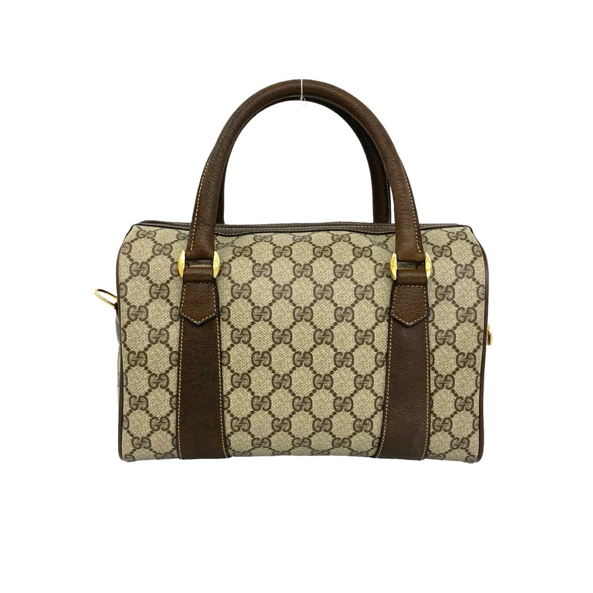 GUCCI Vintage Sherry Line GG Logo Leather 2-Way Handbag/Shoulder Bag, Brown, 37655 — Like New