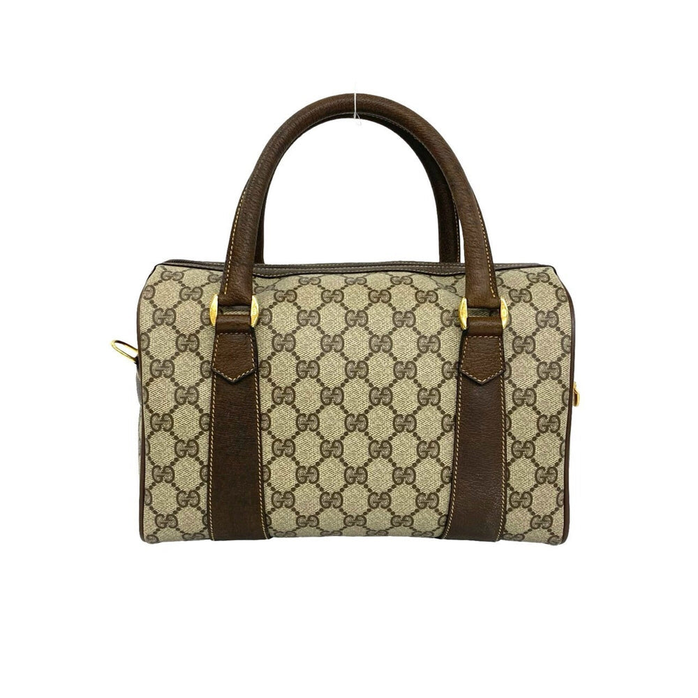 GUCCI Vintage Sherry Line GG Logo Leather 2-Way Handbag/Shoulder Bag, Brown, 37655 — Like New