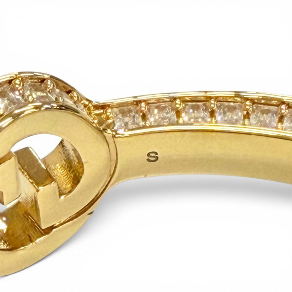 GUCCI Interlocking G Rhinestone Blondie Bangle Bracelet, Gold, Size S, Made in Italy, Women's, with Box and Dust Bag — Like New