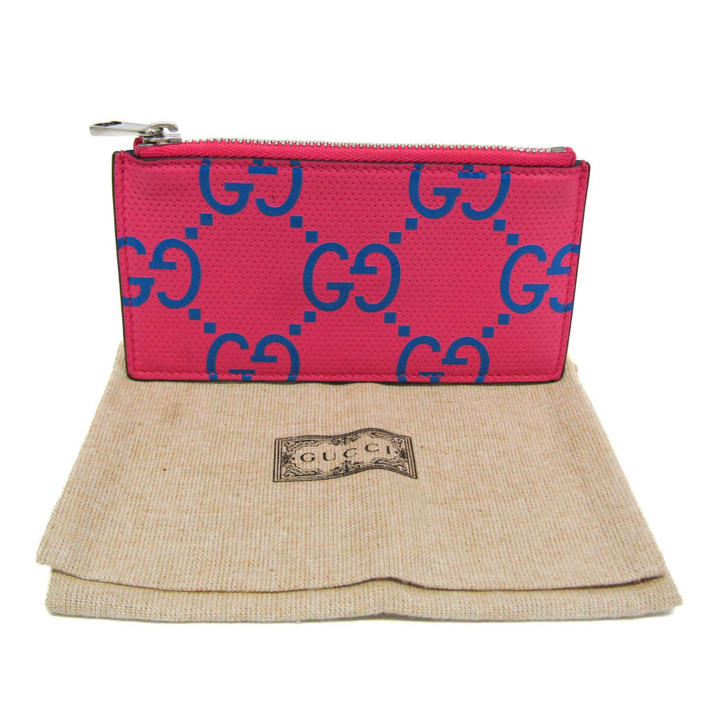 Gucci GG Embossed Zip Coin Card Holder 725550 Women,Men Leather Coin Purse/coin Case Blue,Pink