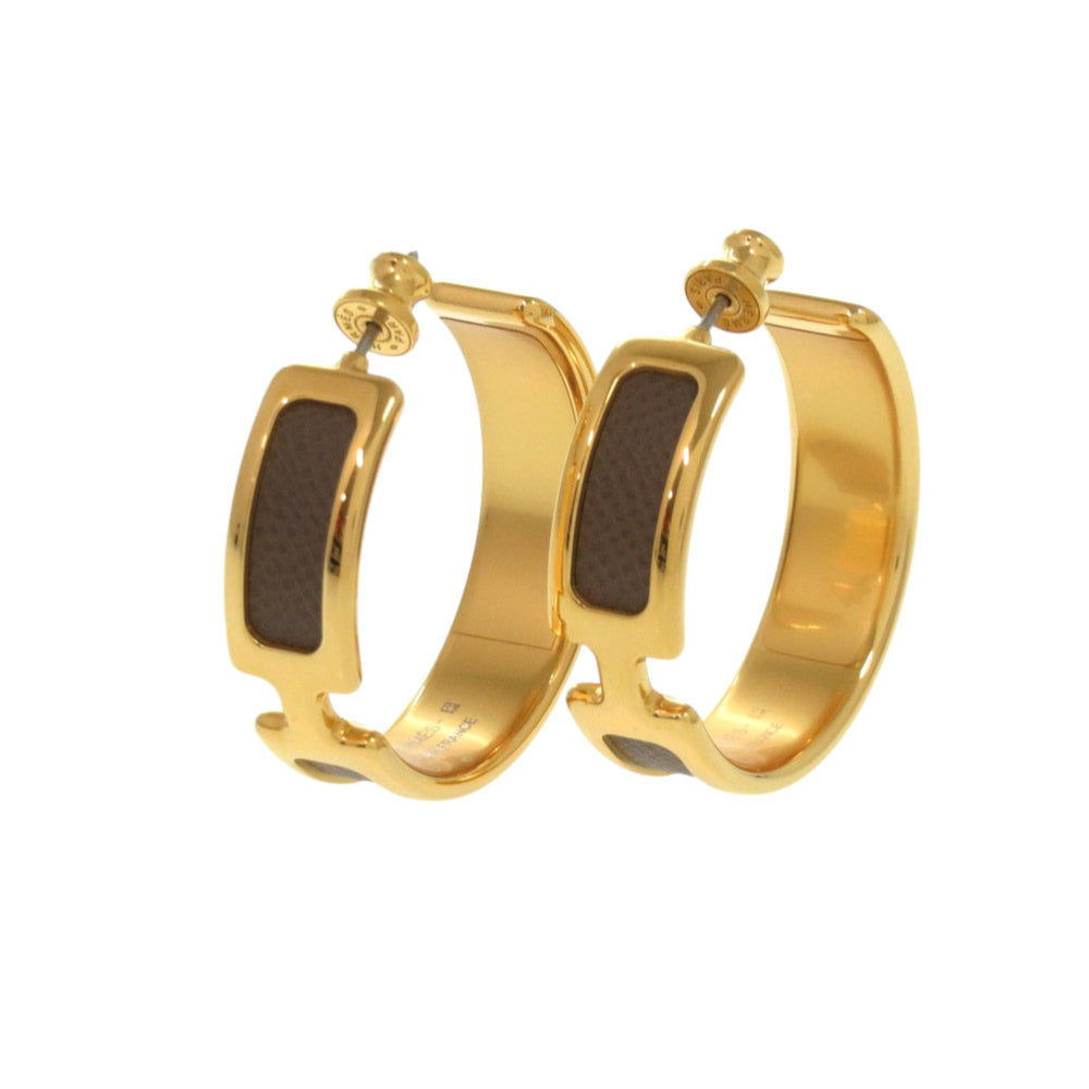 Unused Hermès Olympe Etoupe earrings with gold hardware, 1567 HERMES — Like New
