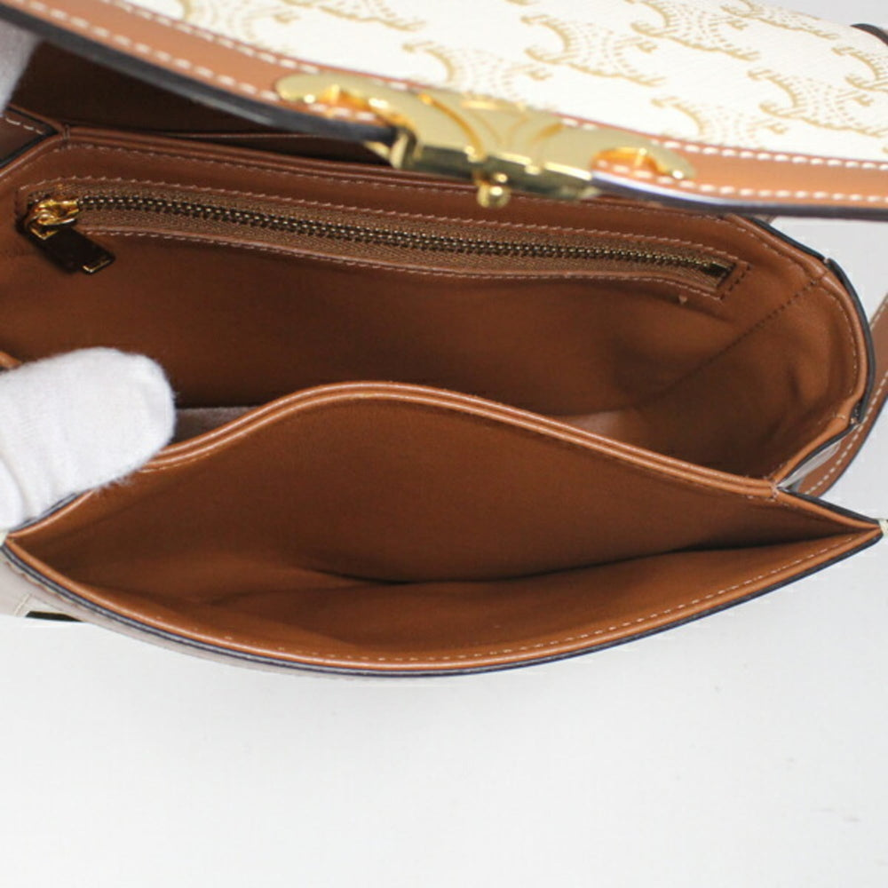 Celine Shoulder Bag Teen Triomphe White 188882BZ4.01BC CELINE Calf Leather Women's — Like New