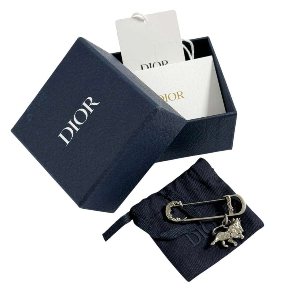 Christian Dior Dior Men's CD Lion Pin Brooch, Silver — Like New