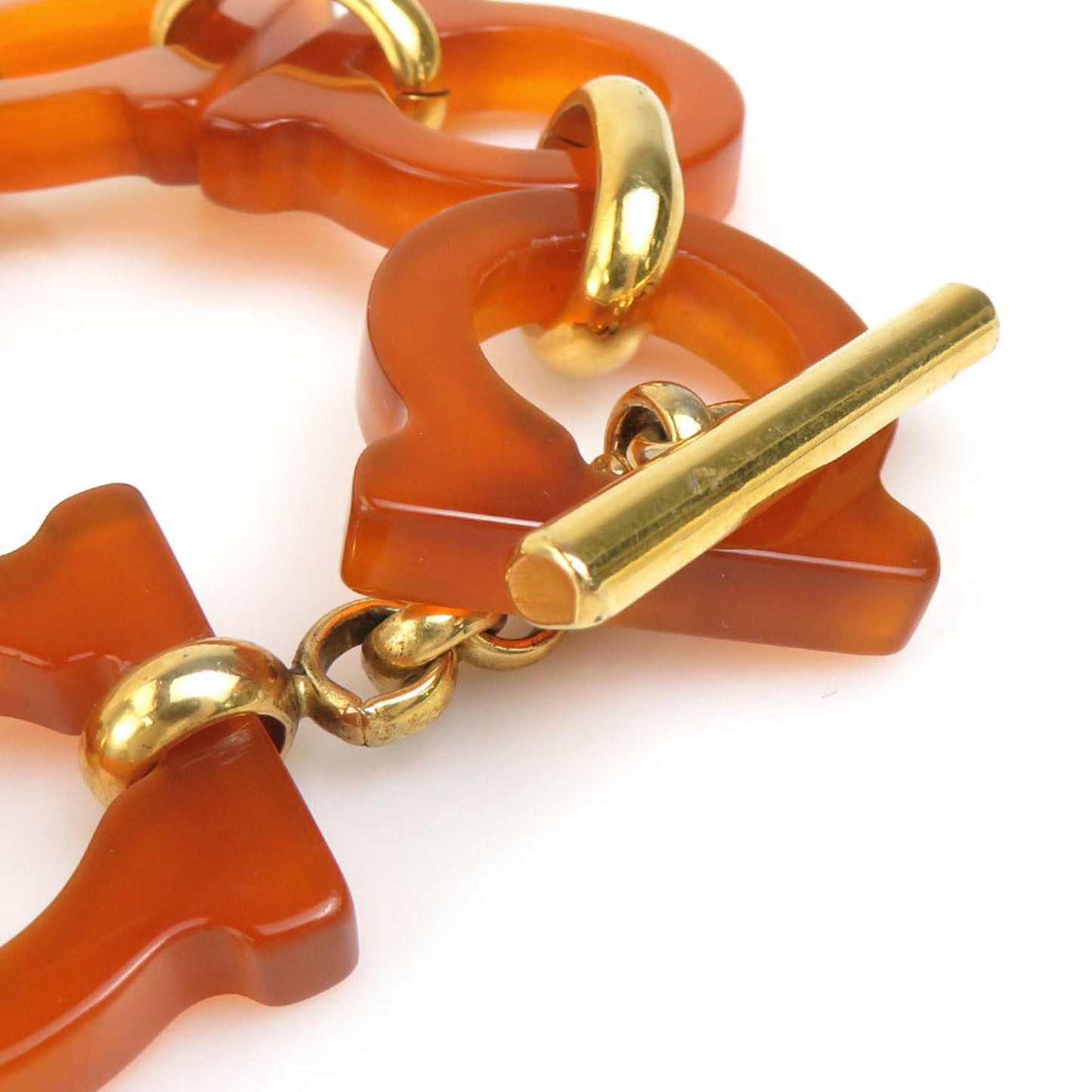 Salvatore Ferragamo Bracelet Gancini Plastic Metal Brown Gold Women's e60548g