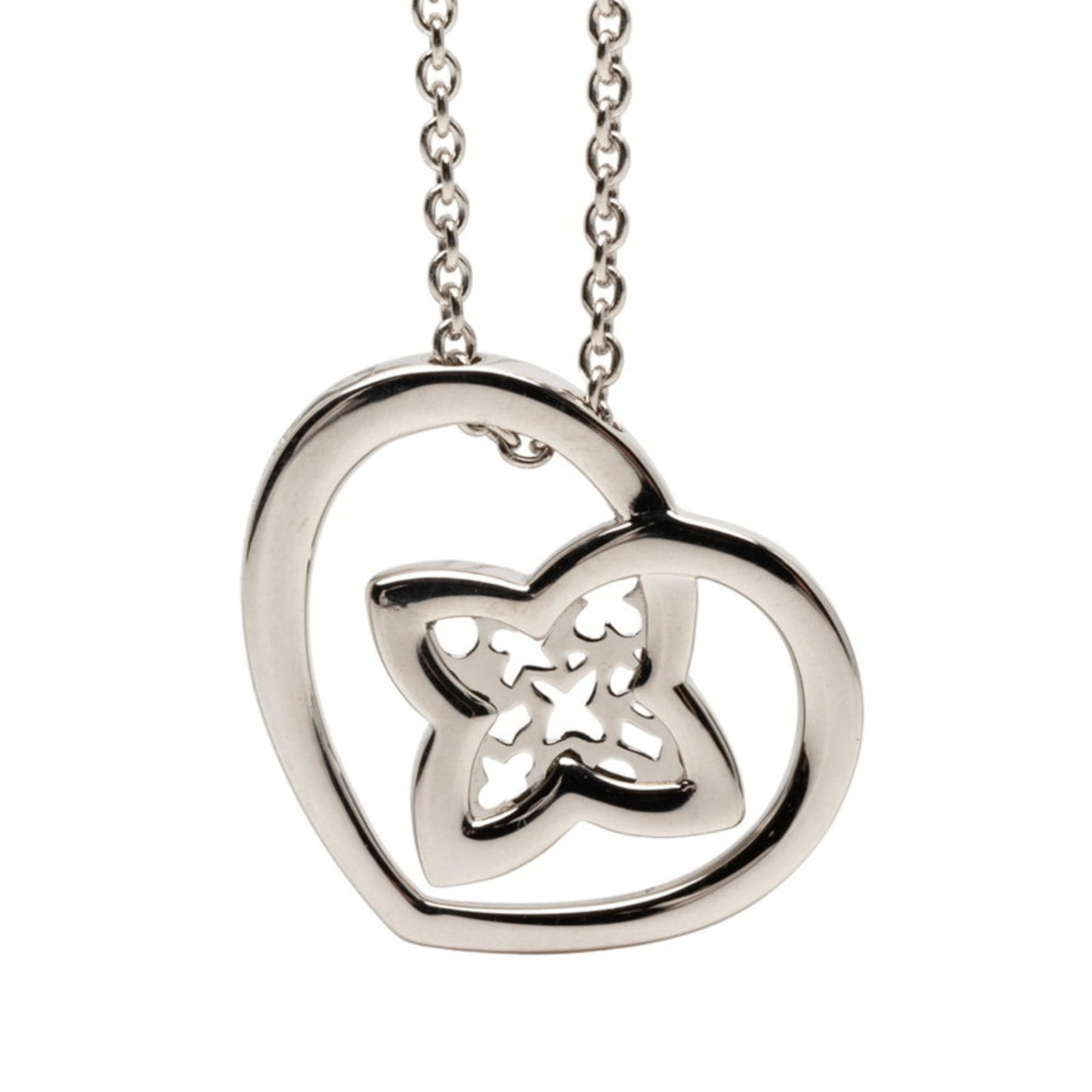 Louis Vuitton Pendant Necklace PM Diamond Q93214 Silver 18K White Gold Women's LOUIS VUITTON