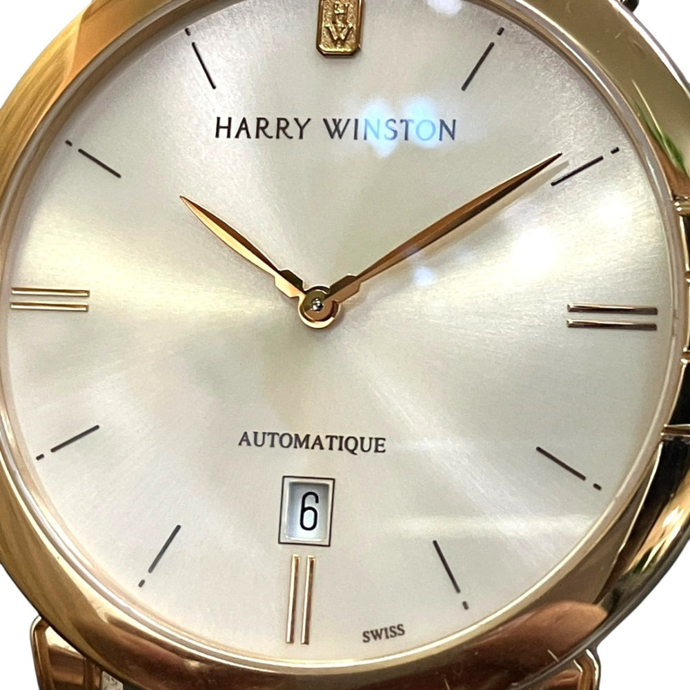 Harry Winston Midnight Date Watch, Total Weight 79.8g, 18K Gold, Genuine Leather Strap, Automatic Movement, Silver Dial, 450MA42RL.W1 051325 — Very Good
