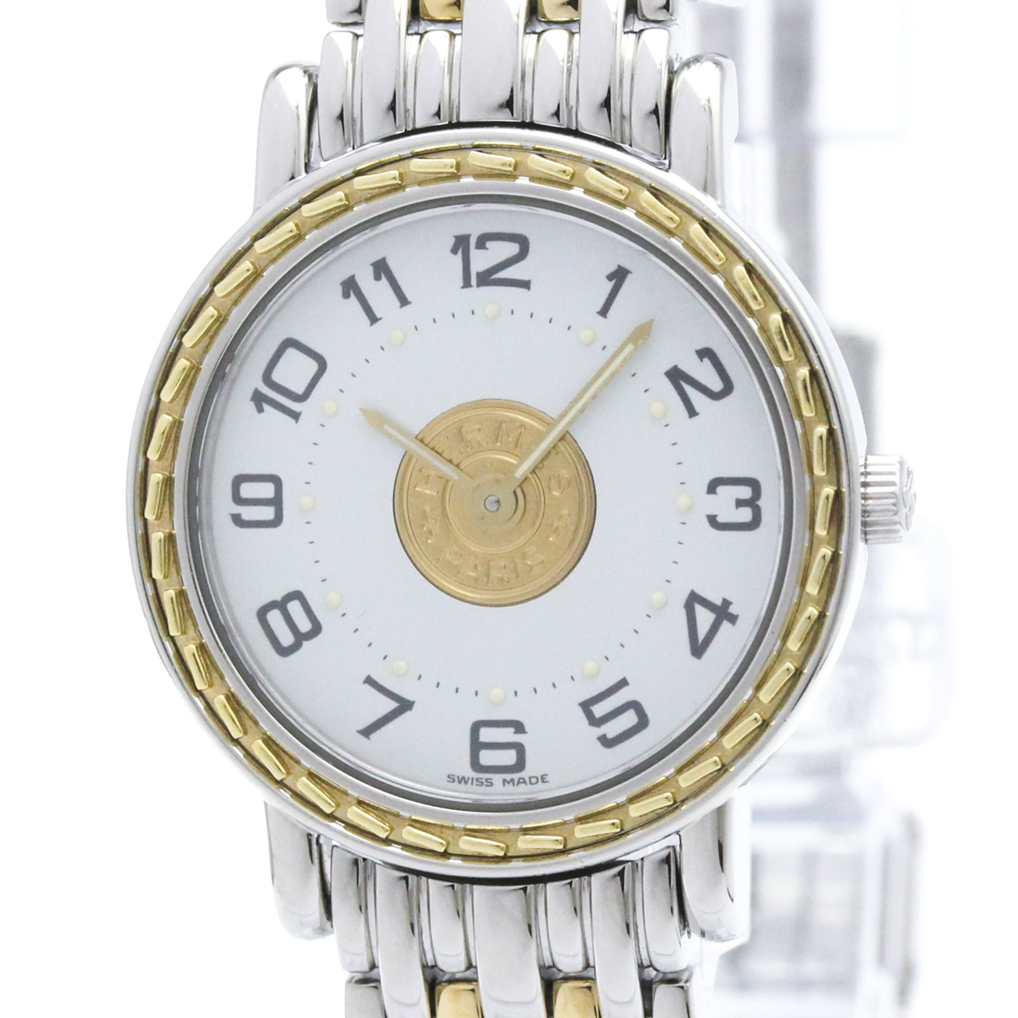 HERMES Sellier Gold Plated Steel Quartz Ladies Watch SE4.220 Polished — Very Good