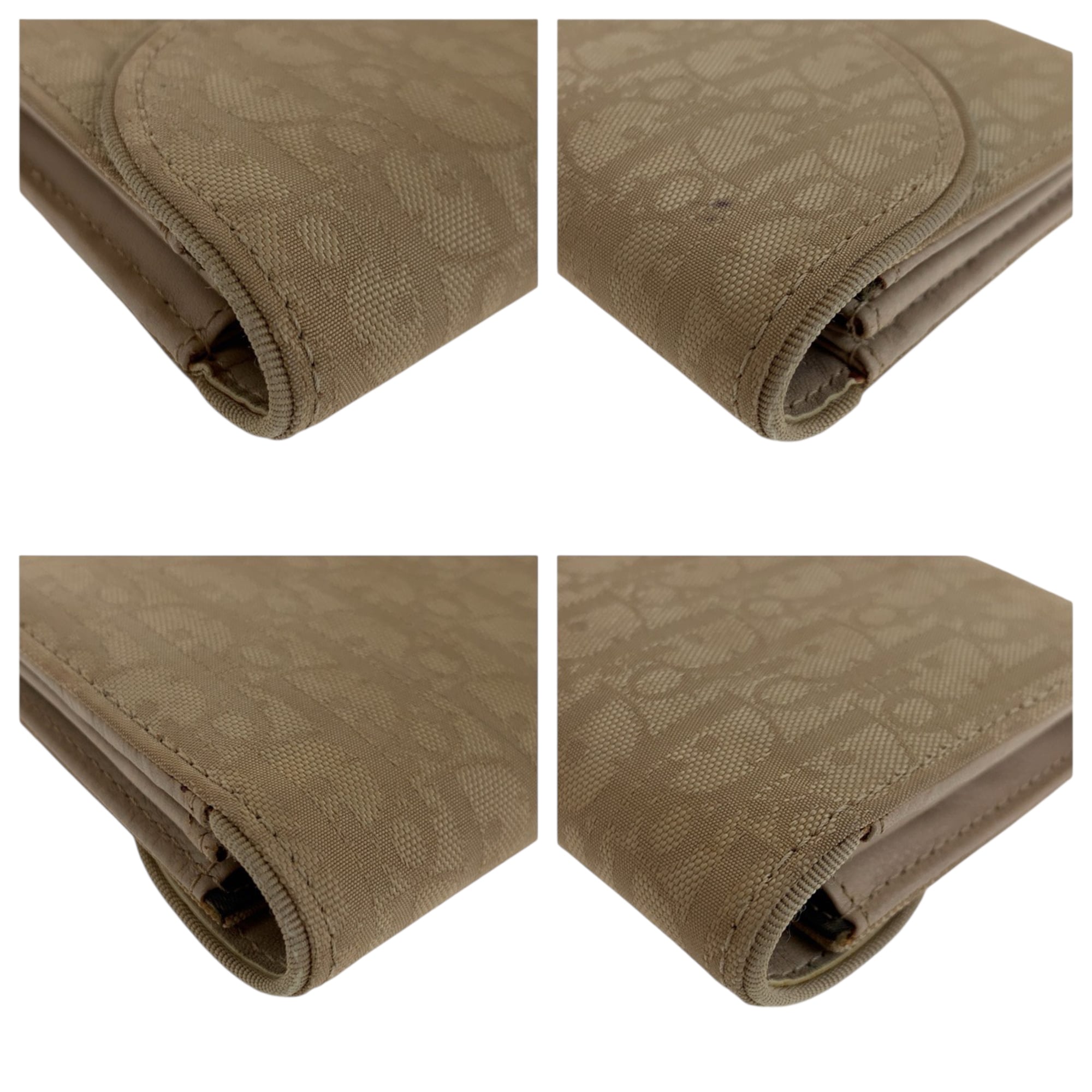 Christian Dior Trotter Beige Canvas and Leather Long Wallet with Silver Hardware, Women's, 600484