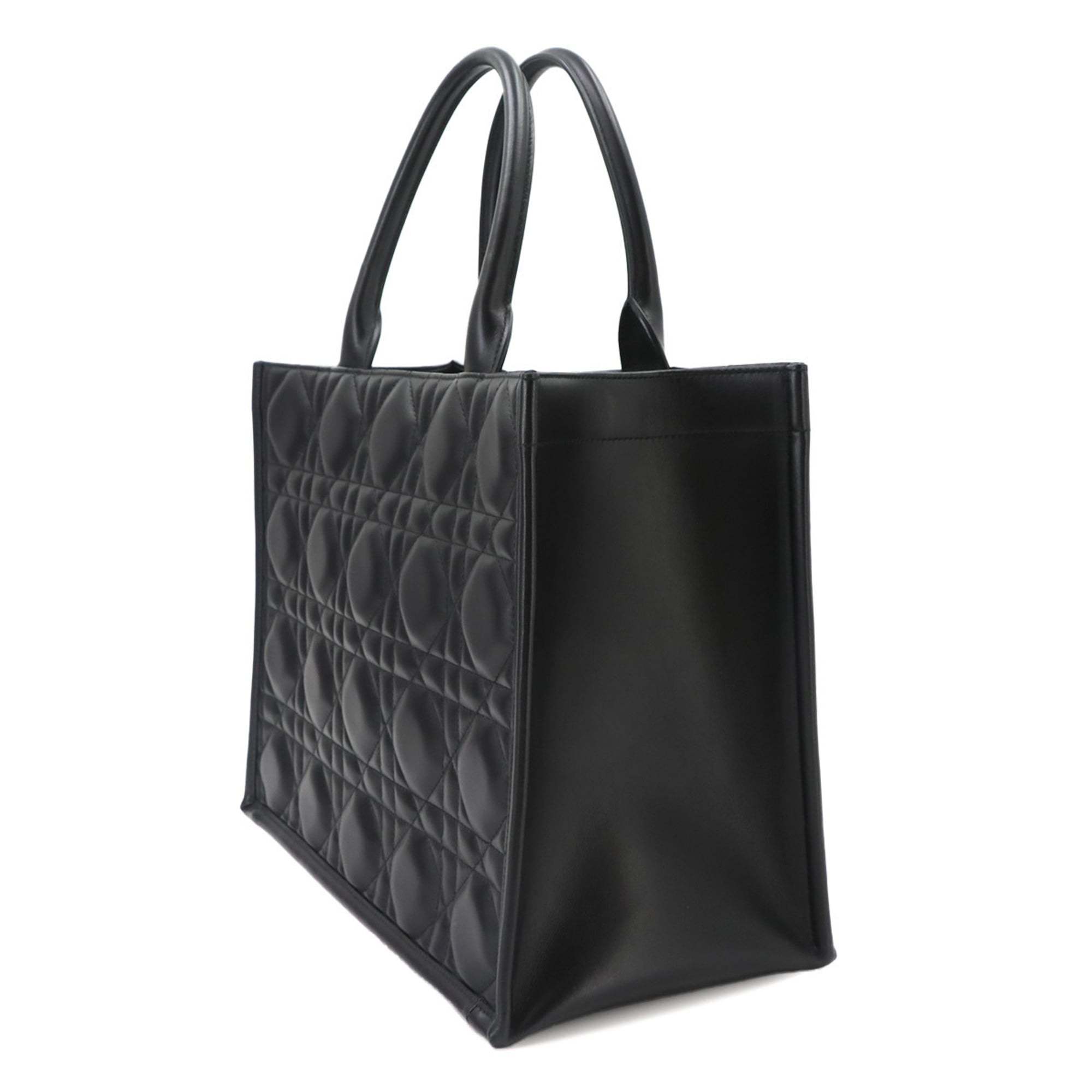 Christian Dior Book Tote Bag Medium - Macro Cannage 2-way Shoulder Handbag Leather Black M1324OWHP — Like New