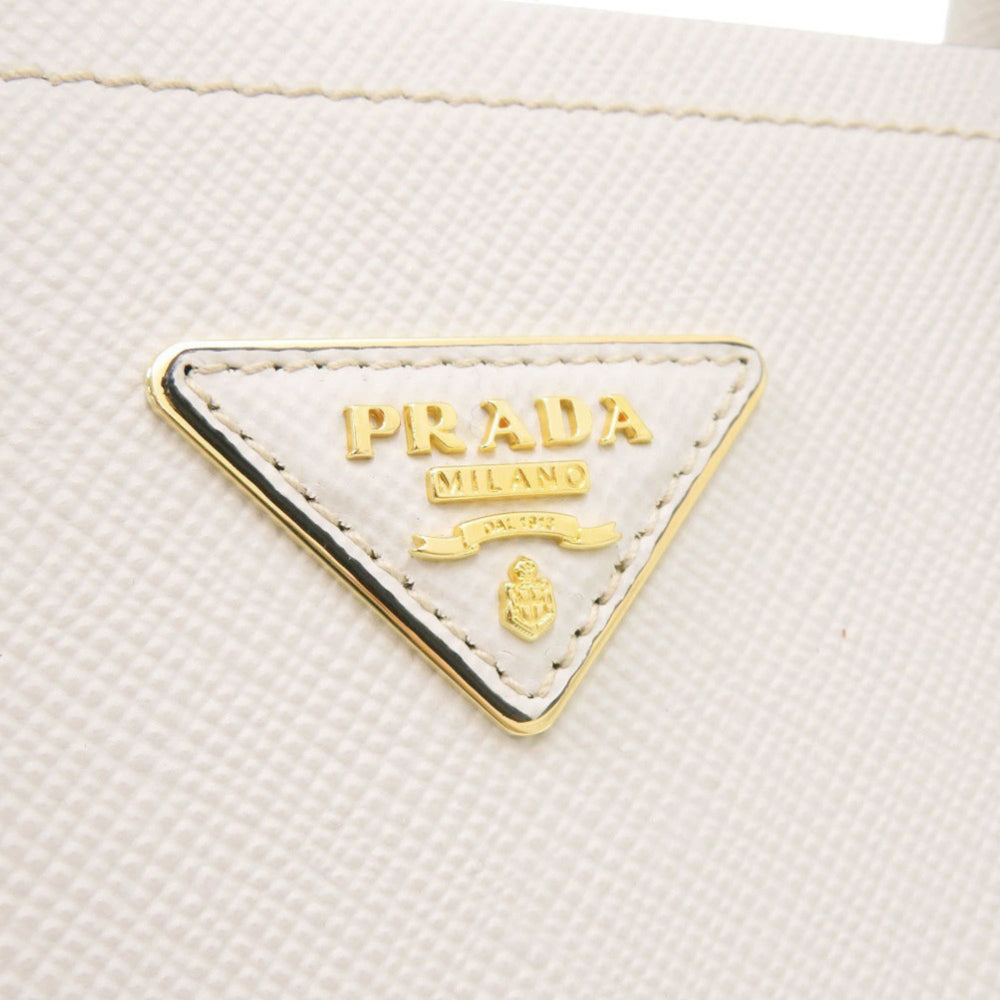 Prada 2-Way Saffiano Triangle 1BG775 Leather Ivory Handbag 0936PRADA — Like New