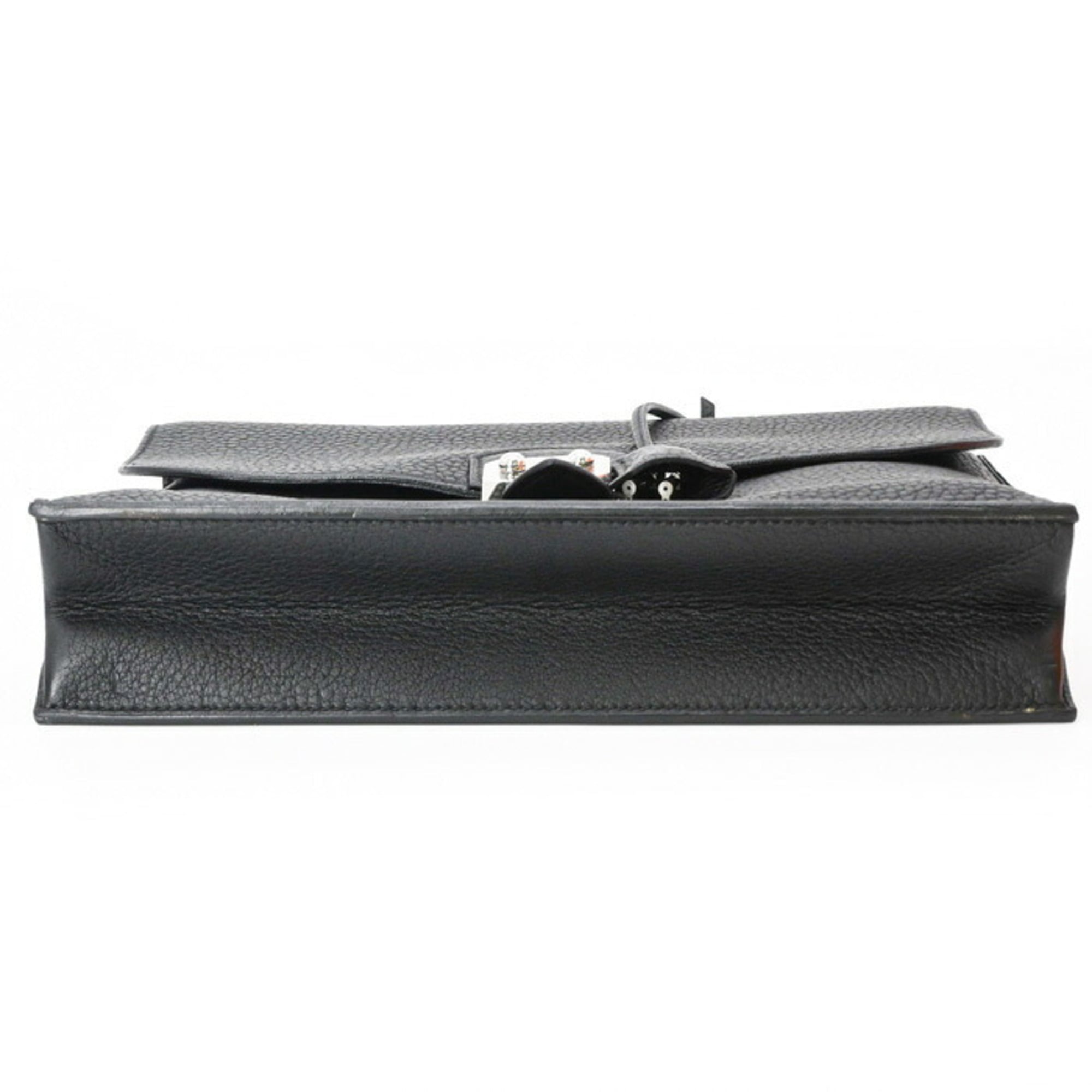 HERMES Sac à Dépêches 27 Handbag Business Bag Taurillon Clemence Leather Black — Like New