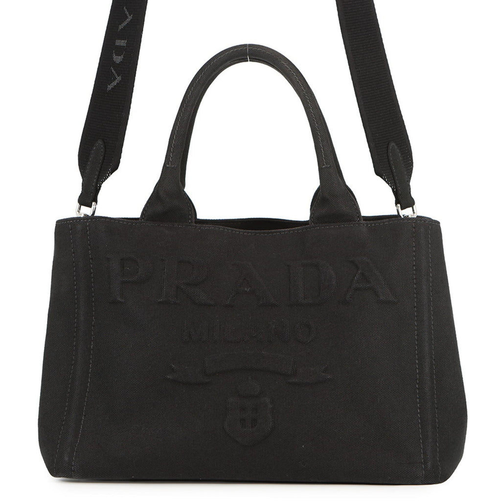 Prada Canapa Canvas Tote Bag 1BG439 PRADA 2-way Black