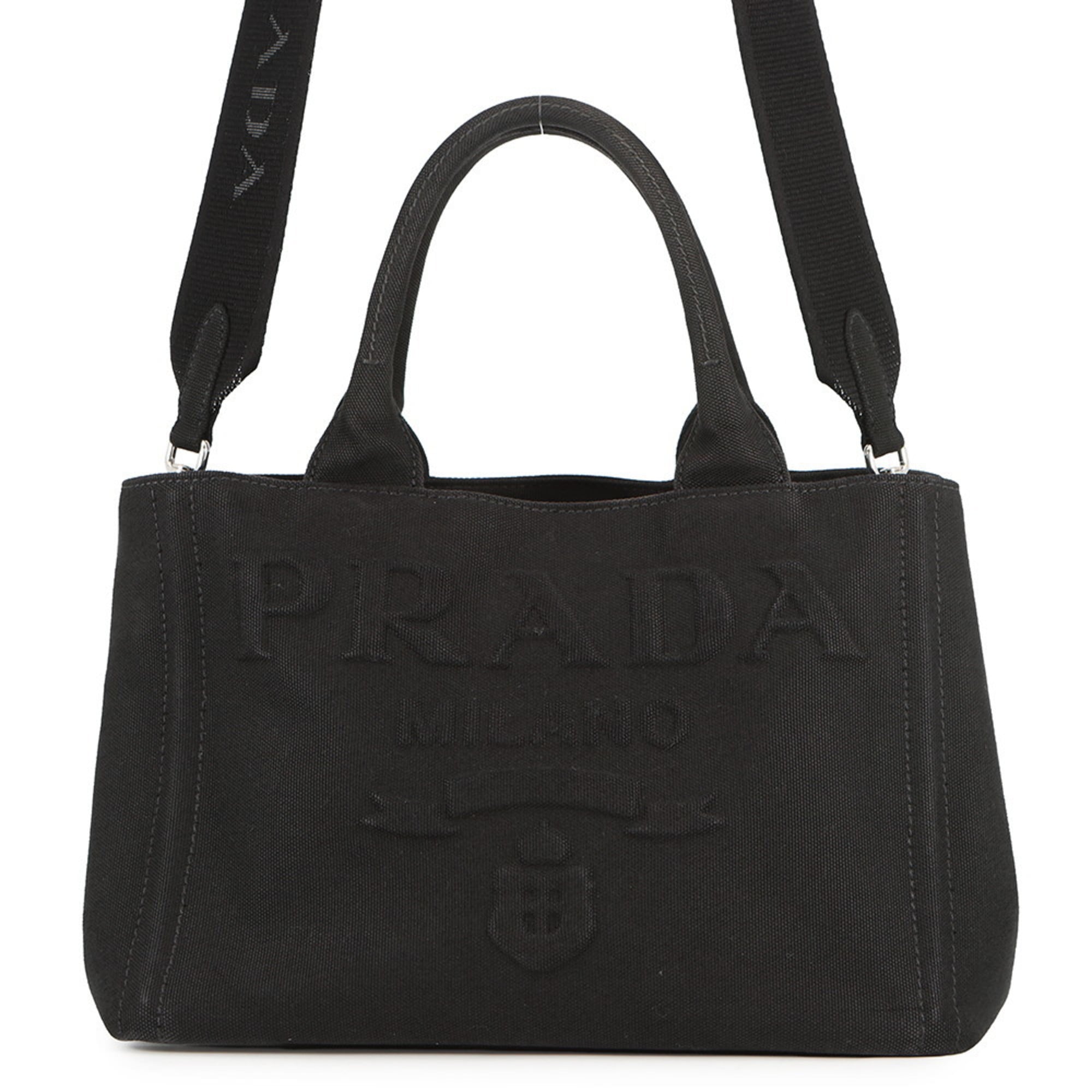 Prada Canapa Canvas Tote Bag 1BG439 PRADA 2-way Black