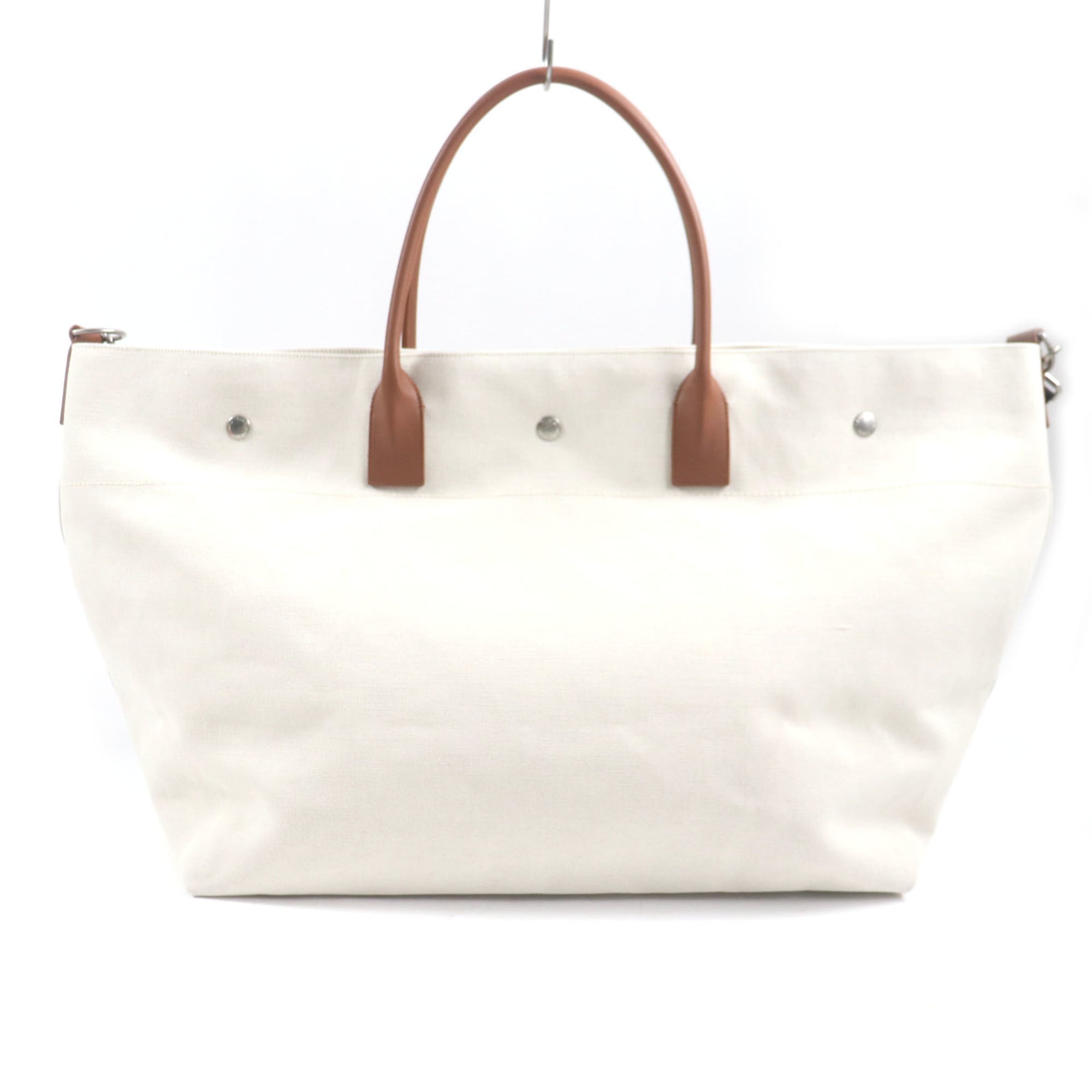 SAINT LAURENT 685543 Rive Gauche Maxi 2-Way Shopping Bag, Canvas and Leather Tote Beige Brown, Includes Dust Made in Italy, Men's — Like New