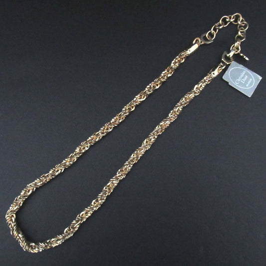 Christian Dior Twist Chain Necklace GP Gold Color Women's