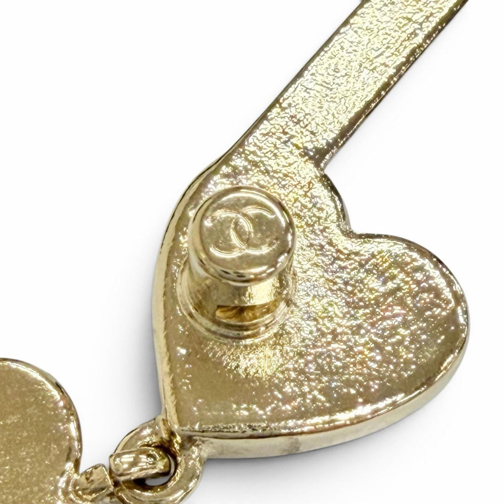 CHANEL L24A ABE085 Coco Mark Heart Musical Note Brooch, Gold Multicolor, Made in France, Women's, Comes with Box, Cute and Stylish, Highly Recommended! — Like New