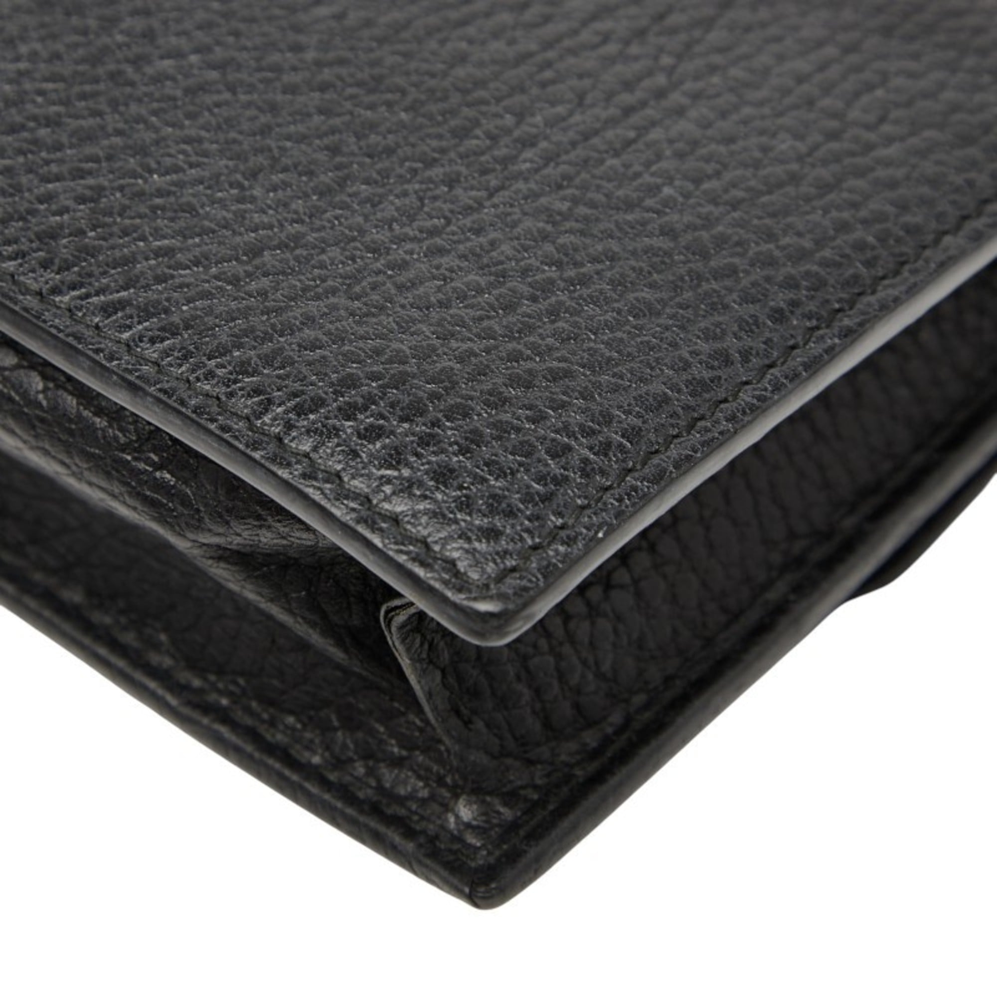 Gucci Interlocking G Long Wallet Chain Bag 510314 Black Gold Leather Women's GUCCI