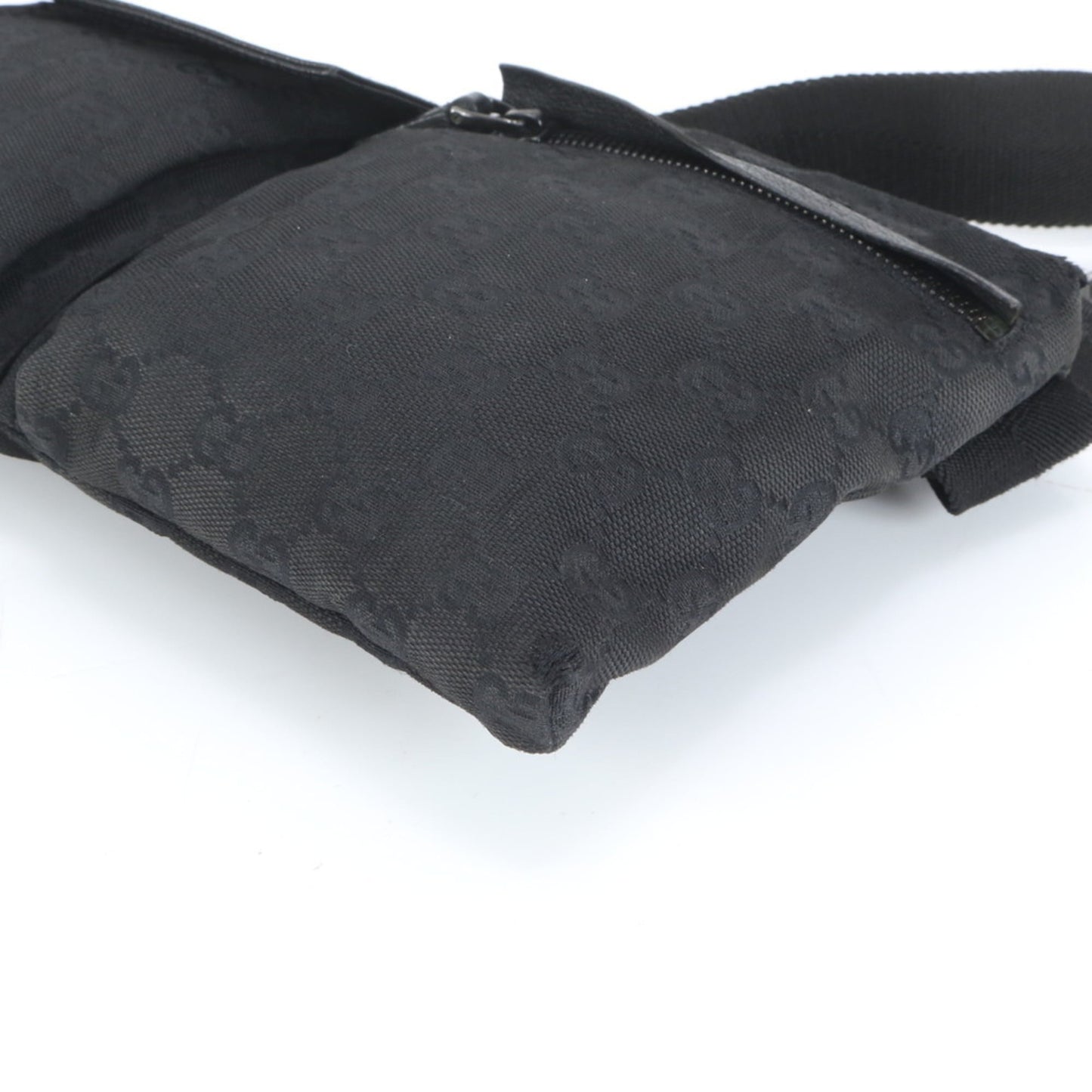 Gucci GG Canvas 28566 Leather Body Bag Waist Pouch Shoulder for Men