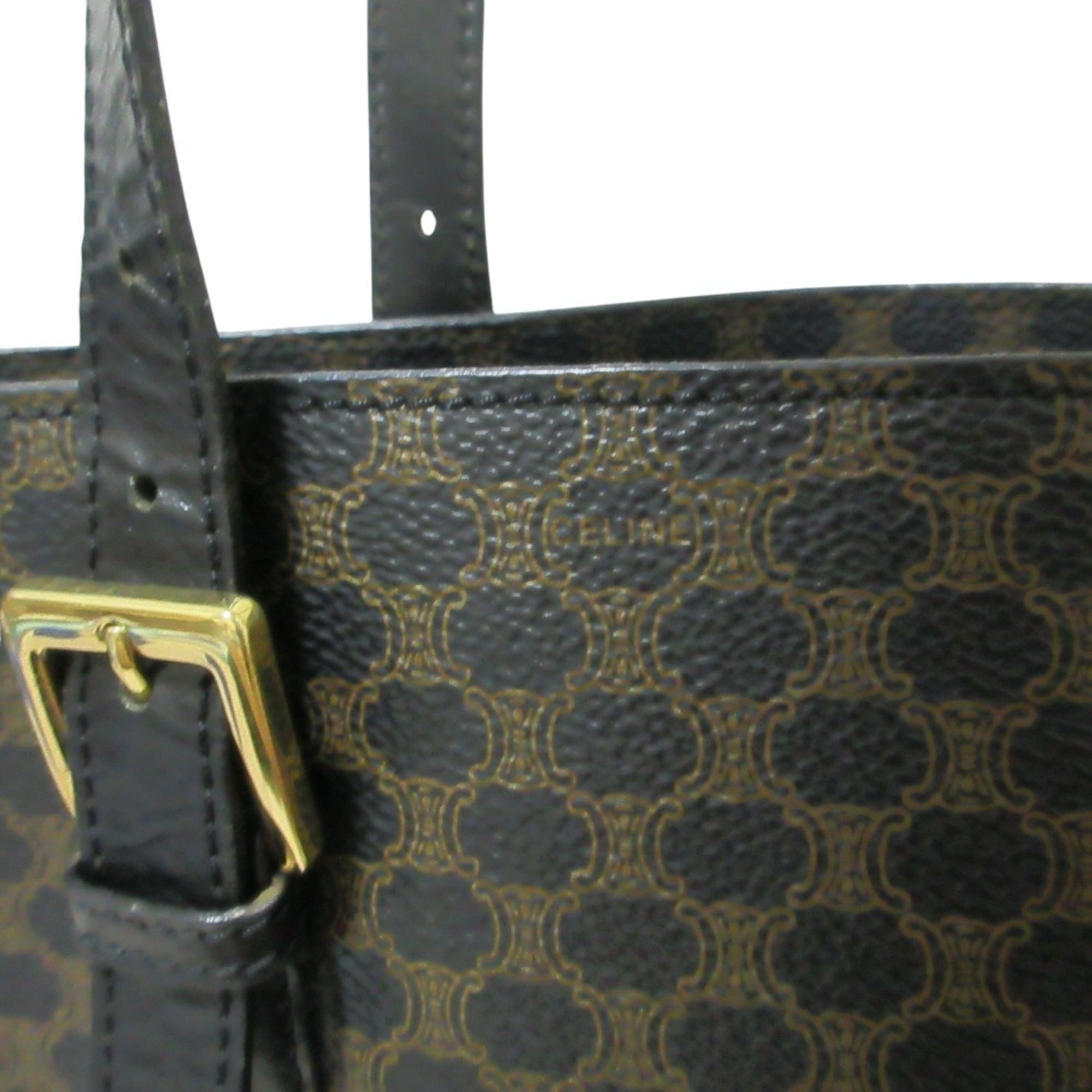 CELINE Black Macadam Bucket Tote Bag Shoulder MC98 1 Brown Women's — Like New