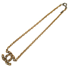 CHANEL Coco Mark Rhinestone Chain Necklace, GP Gold Color, Women's — Like New