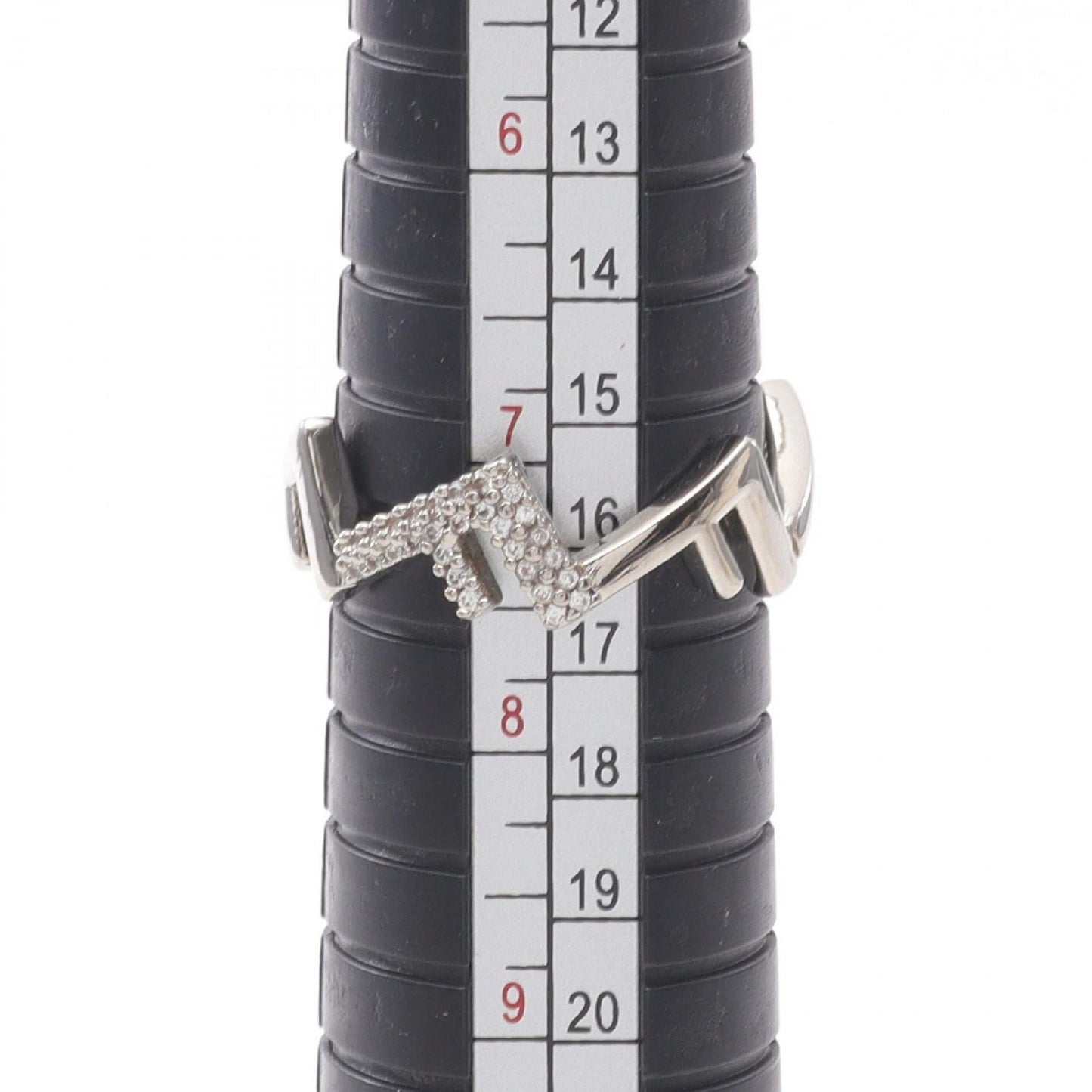 Fendi Five Ring, Stainless Steel with Rhinestones, Men's, Silver and Clear