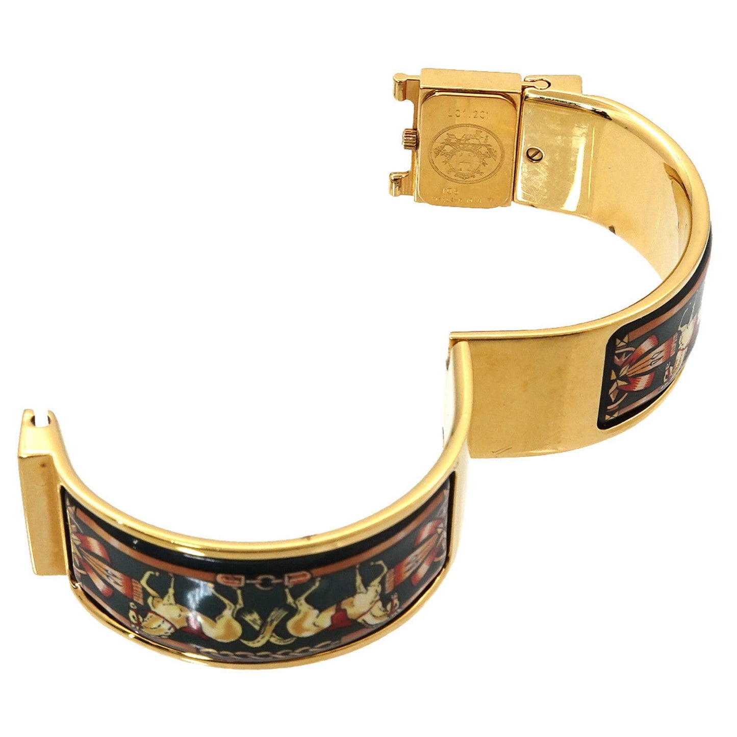 Hermès Loquet LO1 201 Bangle Watch for Women, Enamel Gold Quartz Movement