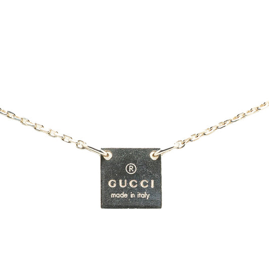 Gucci logo plate necklace in SV925 silver for women.