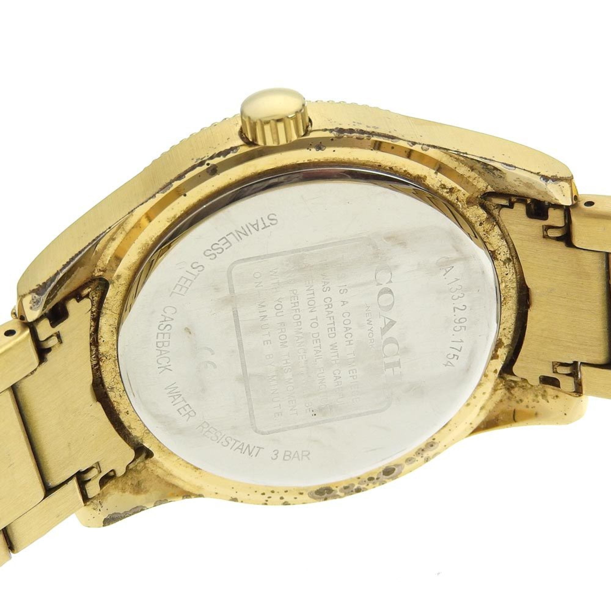 Coach Day Date Watch CA133.2.95.1754 Gold Plated Quartz Multi-Hand Analog Display Black Dial Men's I220823031 — Good