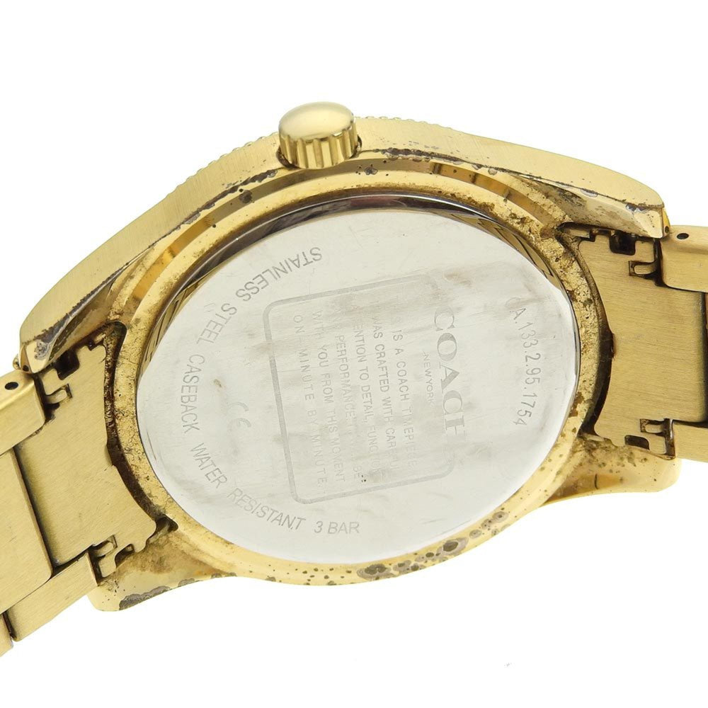 Coach Day Date Watch CA133.2.95.1754 Gold Plated Quartz Multi-Hand Analog Display Black Dial Men's I220823031 — Good