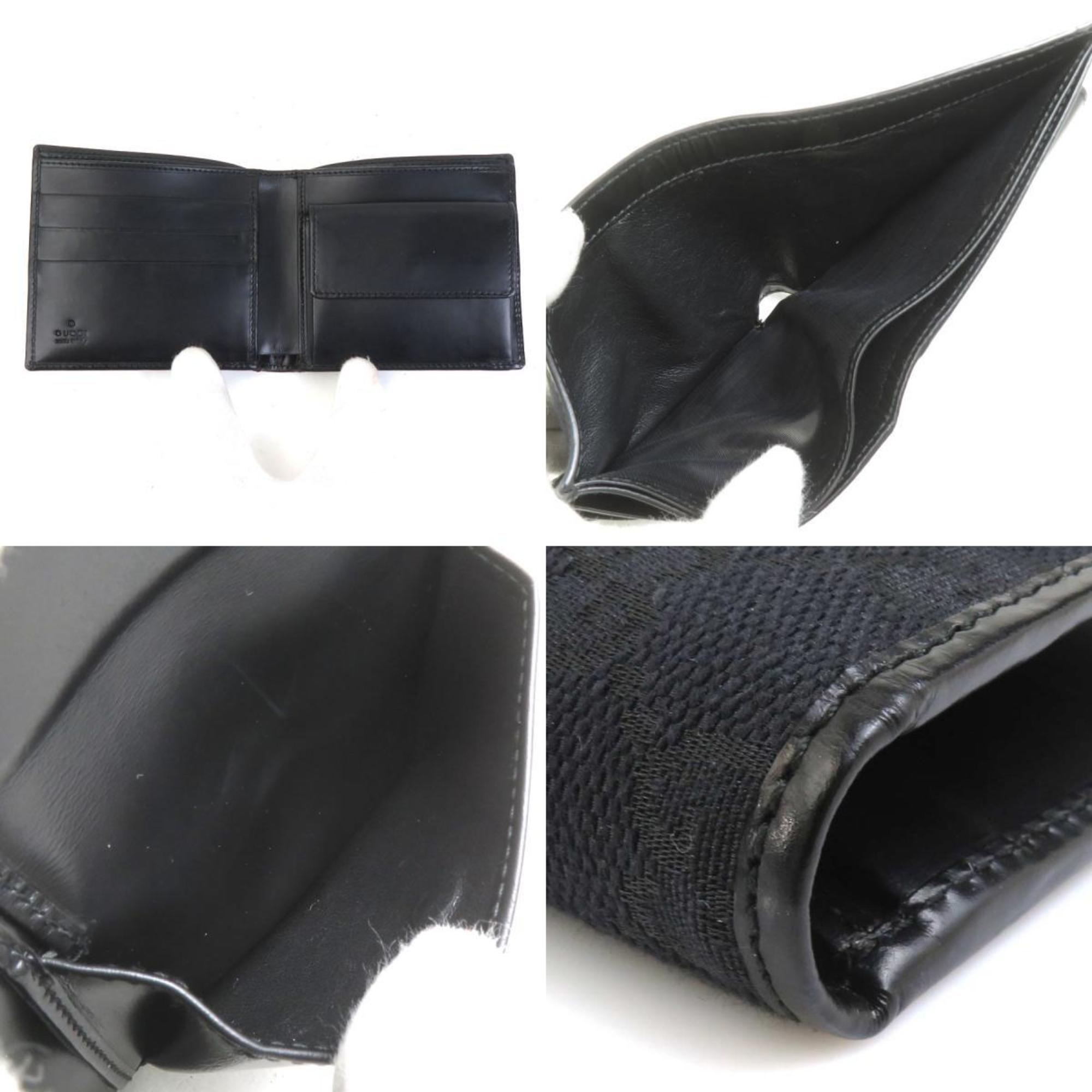 Gucci GUCCI Bifold Wallet GG Canvas Black Unisex 56493g