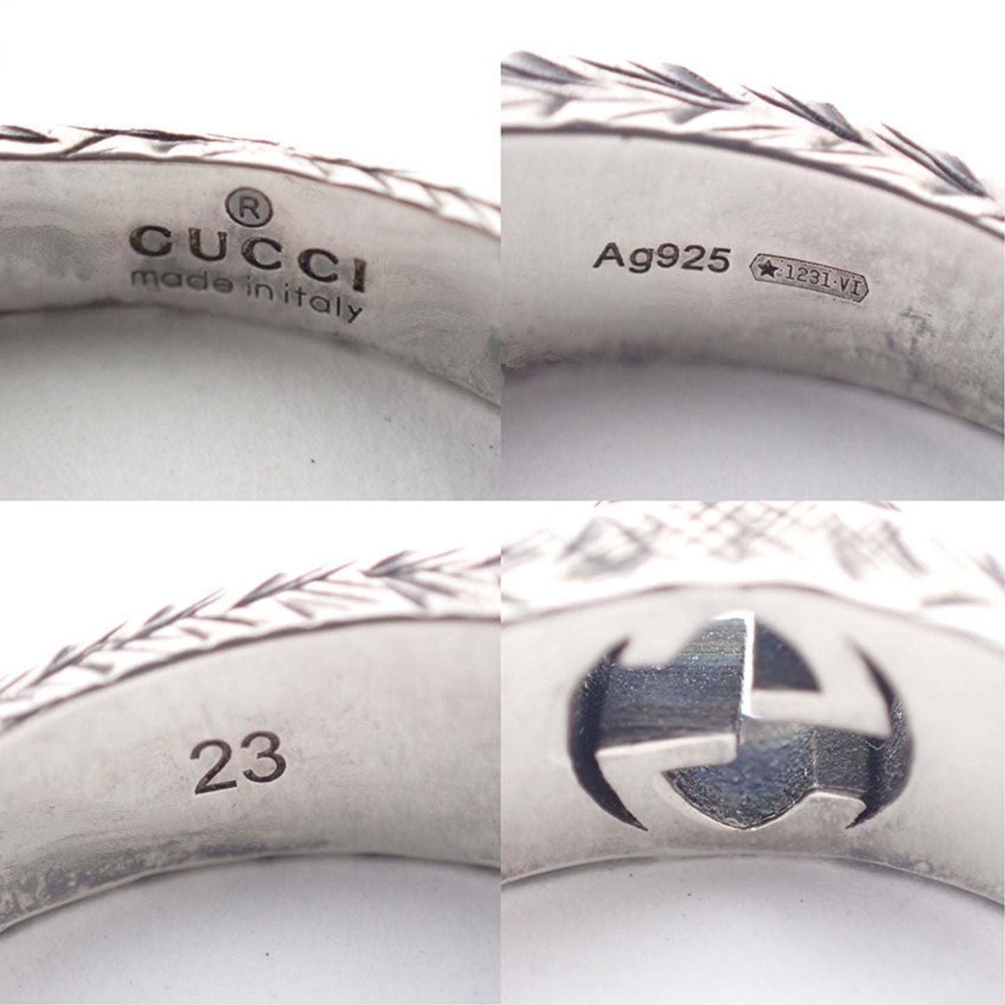 GUCCI 925 Interlocking Ring, size 22