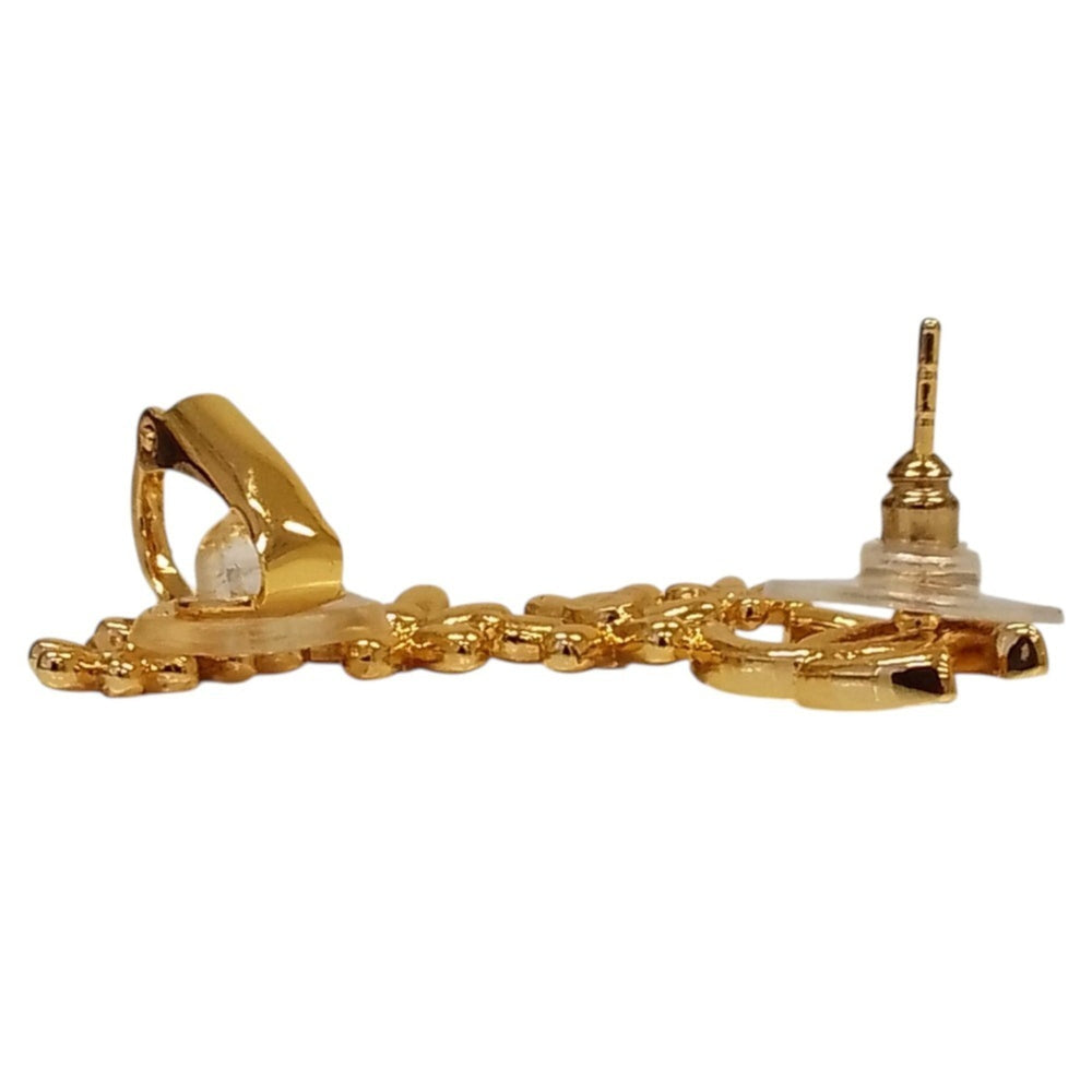CHANEL I23A Coco Mark Flower Motif Earrings, Gold Color, Women's — Like New