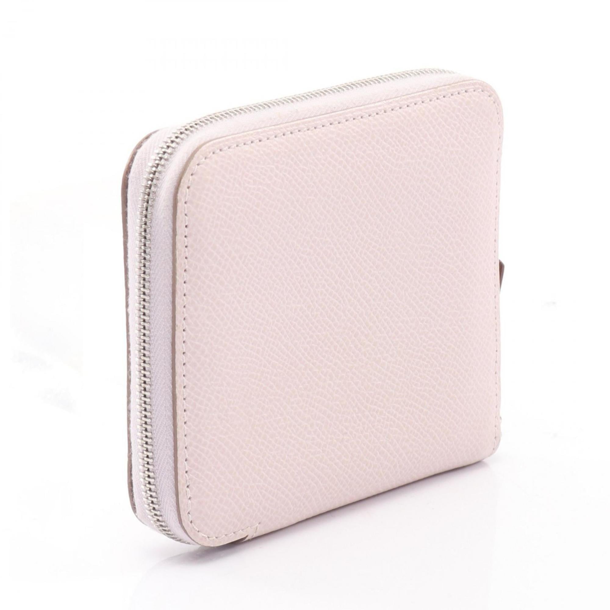Hermes Hermès Azap Compact Silkin Round Wallet in Calfskin Leather (Cowhide) with Epsom Leather, Pink for Women