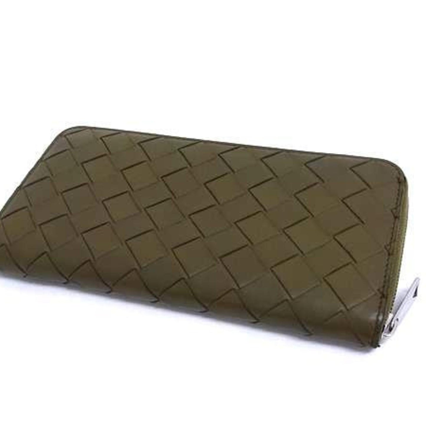 BOTTEGA VENETA Intrecciato Wallet 749427 Khaki Leather Round Long for Men and Women