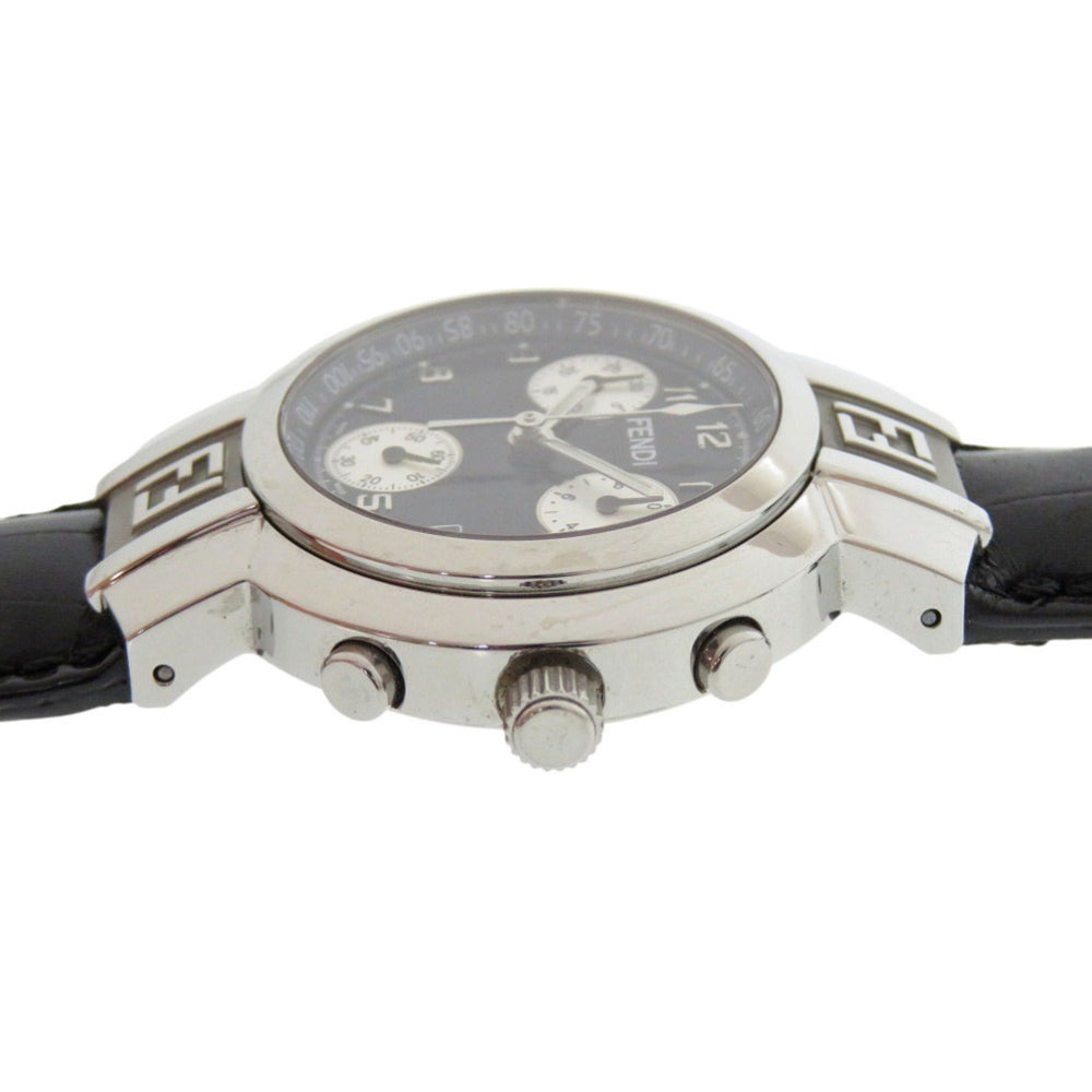 Fendi 4500L Horology Chronograph Stainless Steel Leather Black Quartz Watch with Dial 1735 FENDI — Good