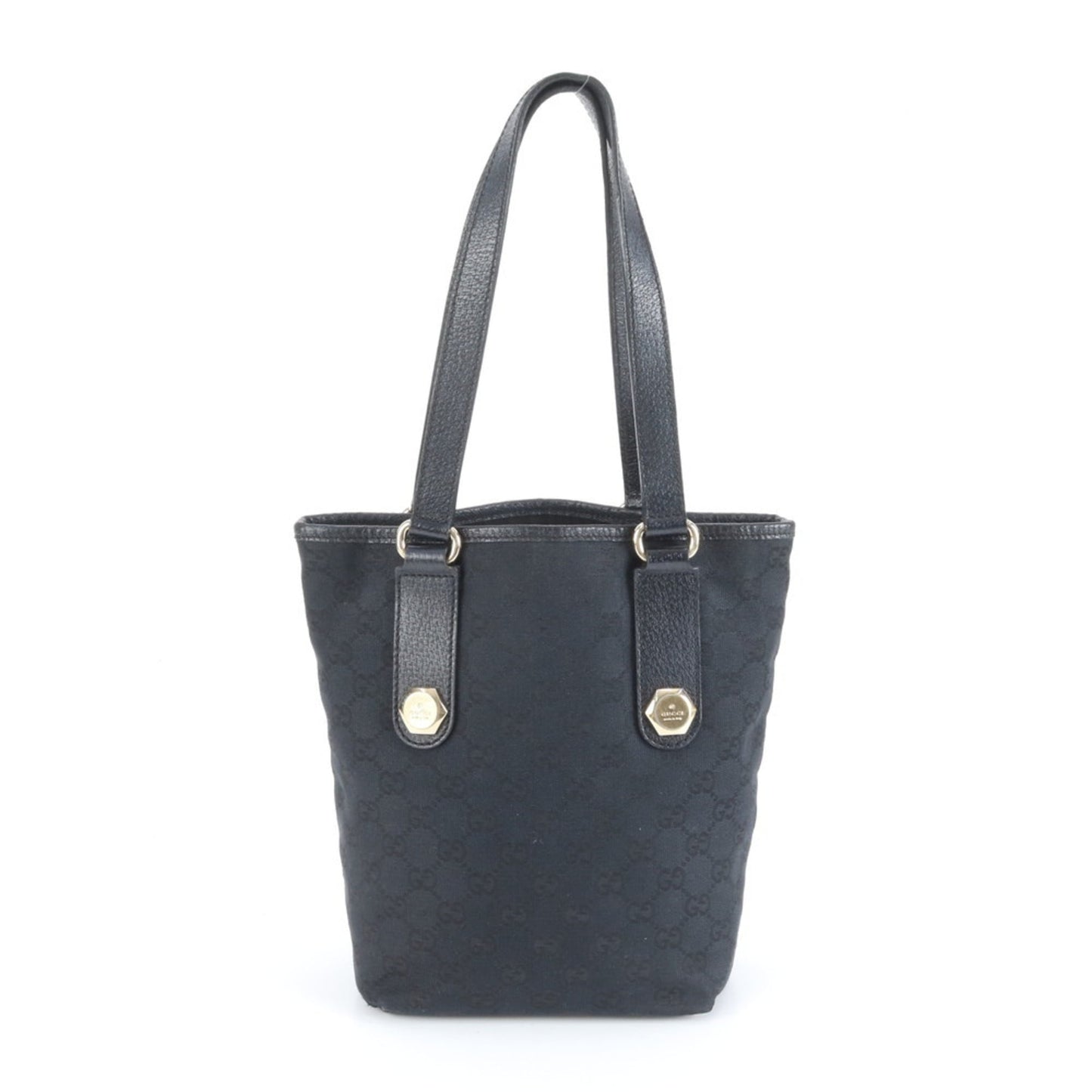 Gucci GG Canvas 153361 Leather Tote Bag Shoulder Handbag Black Women's